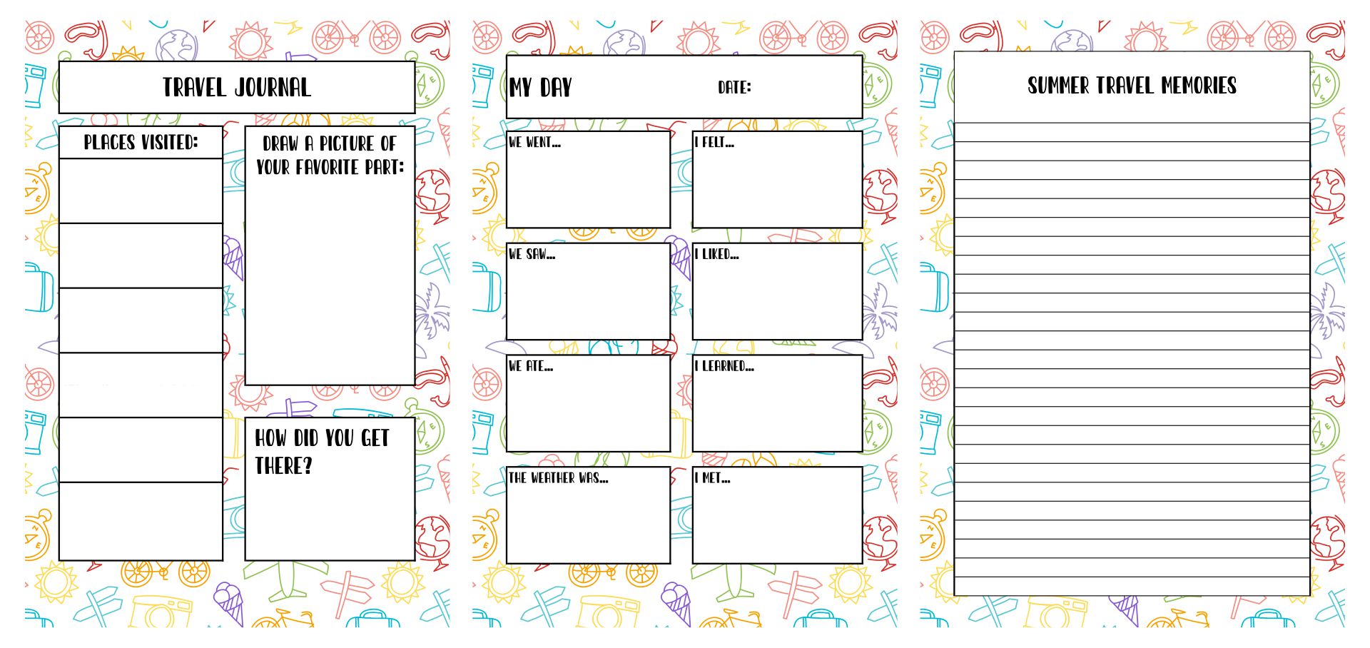 Printable Travel Journal Pages