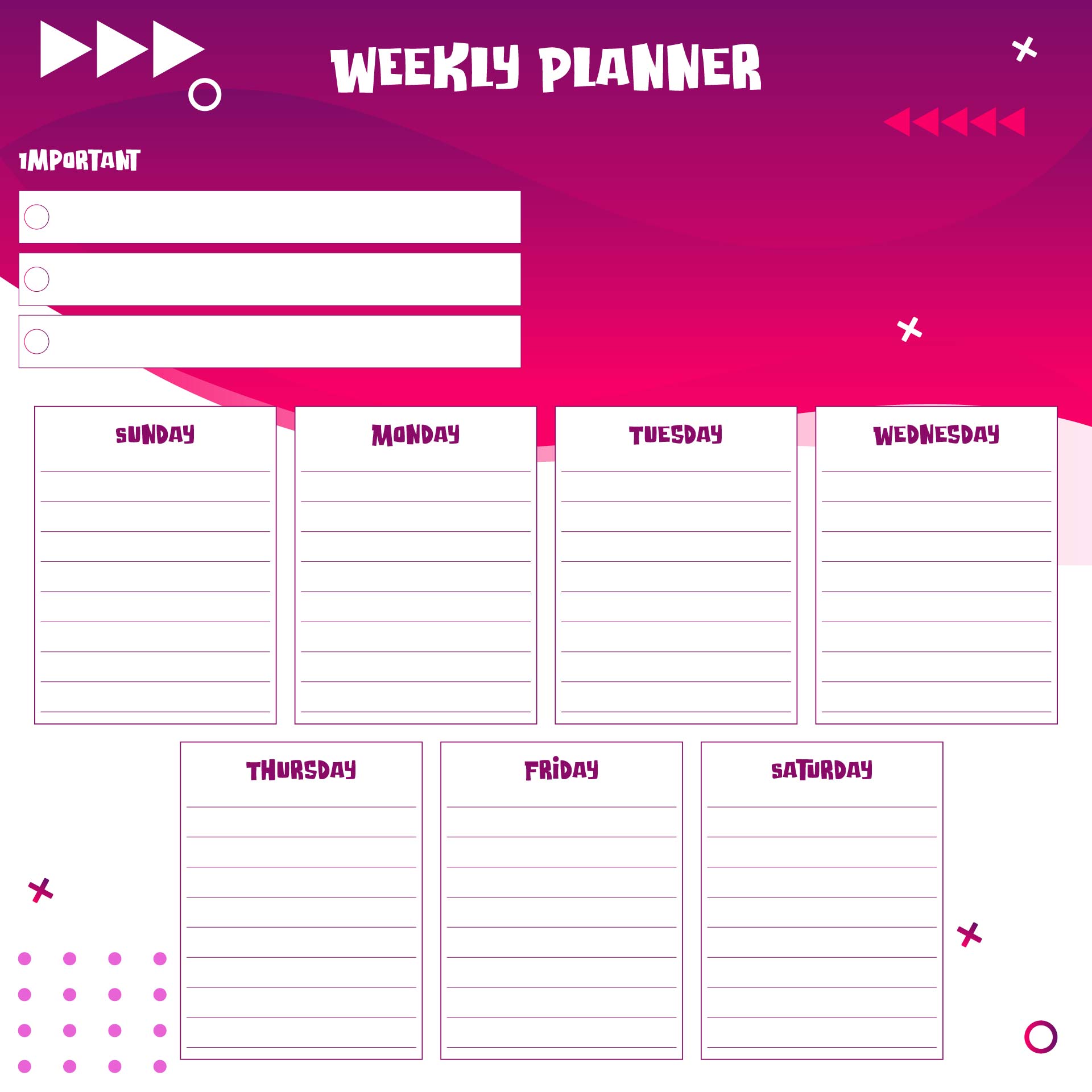  Printable Weekly Planner Calendar Template