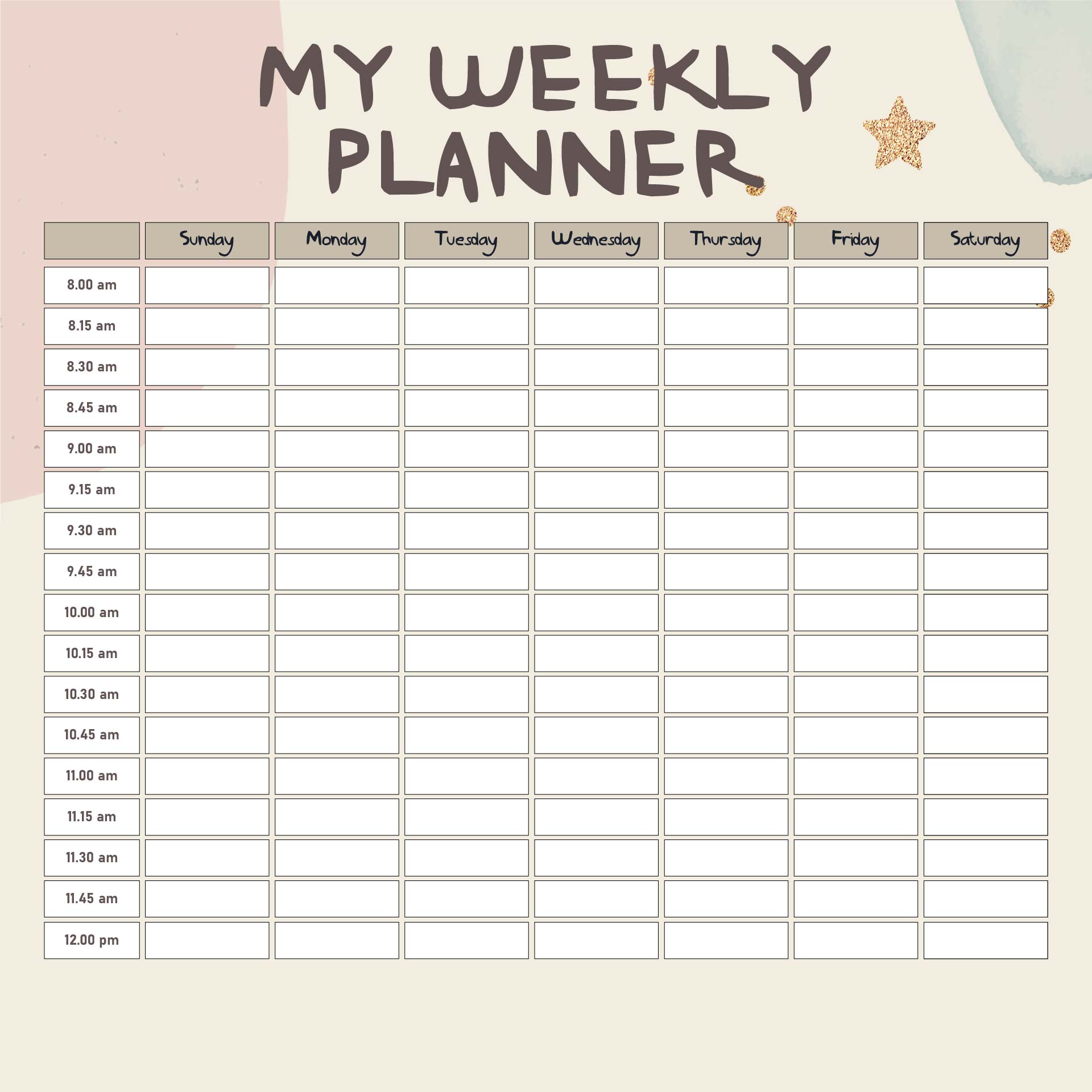 Printable Weekly Planner Templates