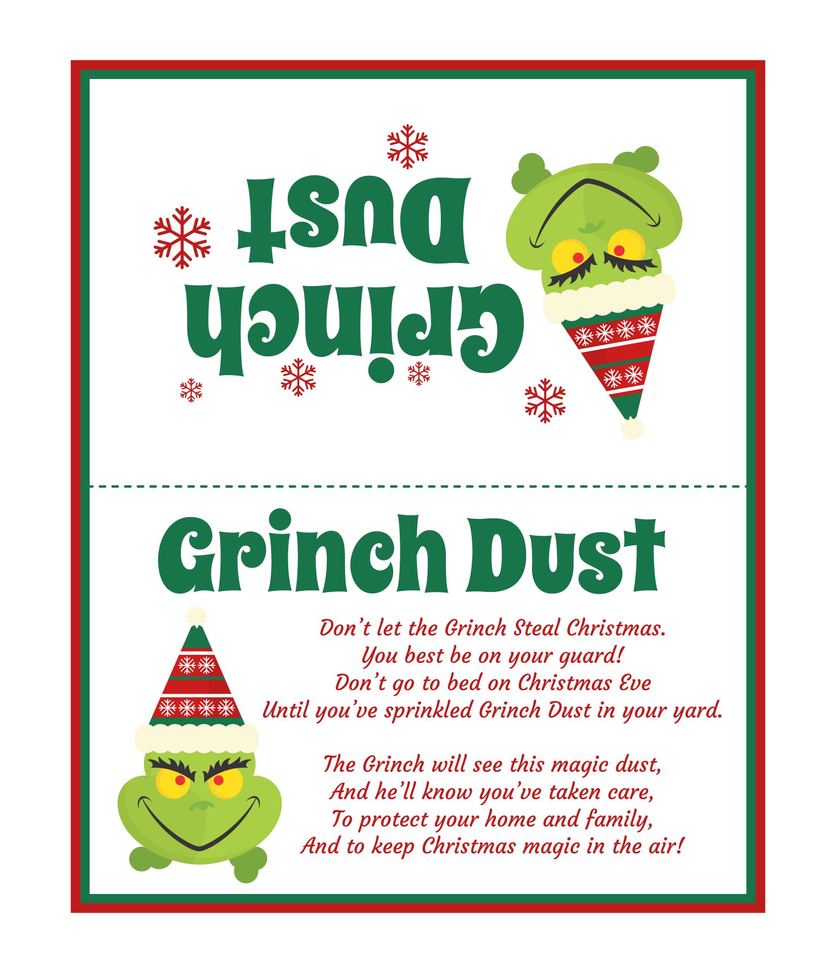 Grinch Dust Printable Label