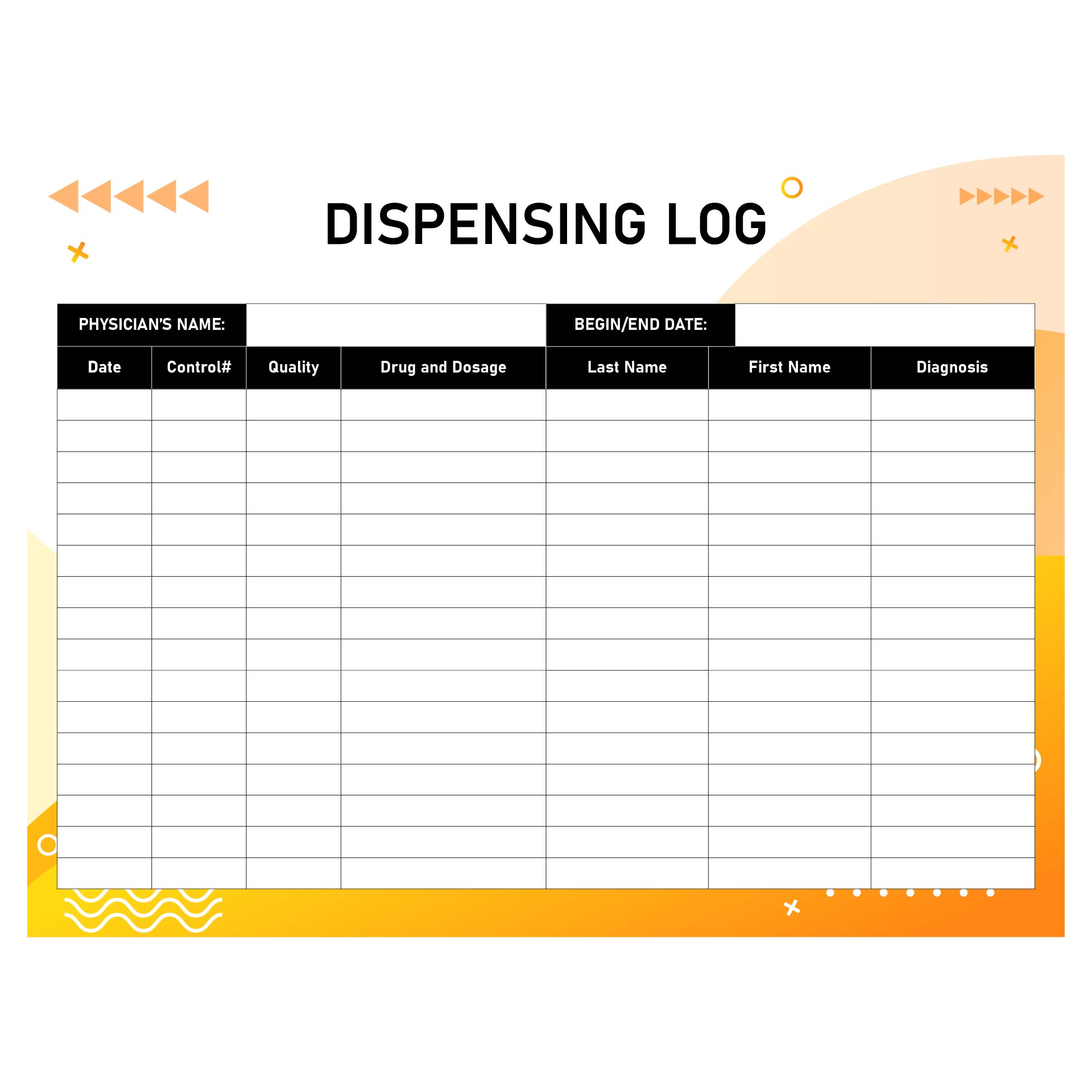 Medication Dispensing Log Sheet