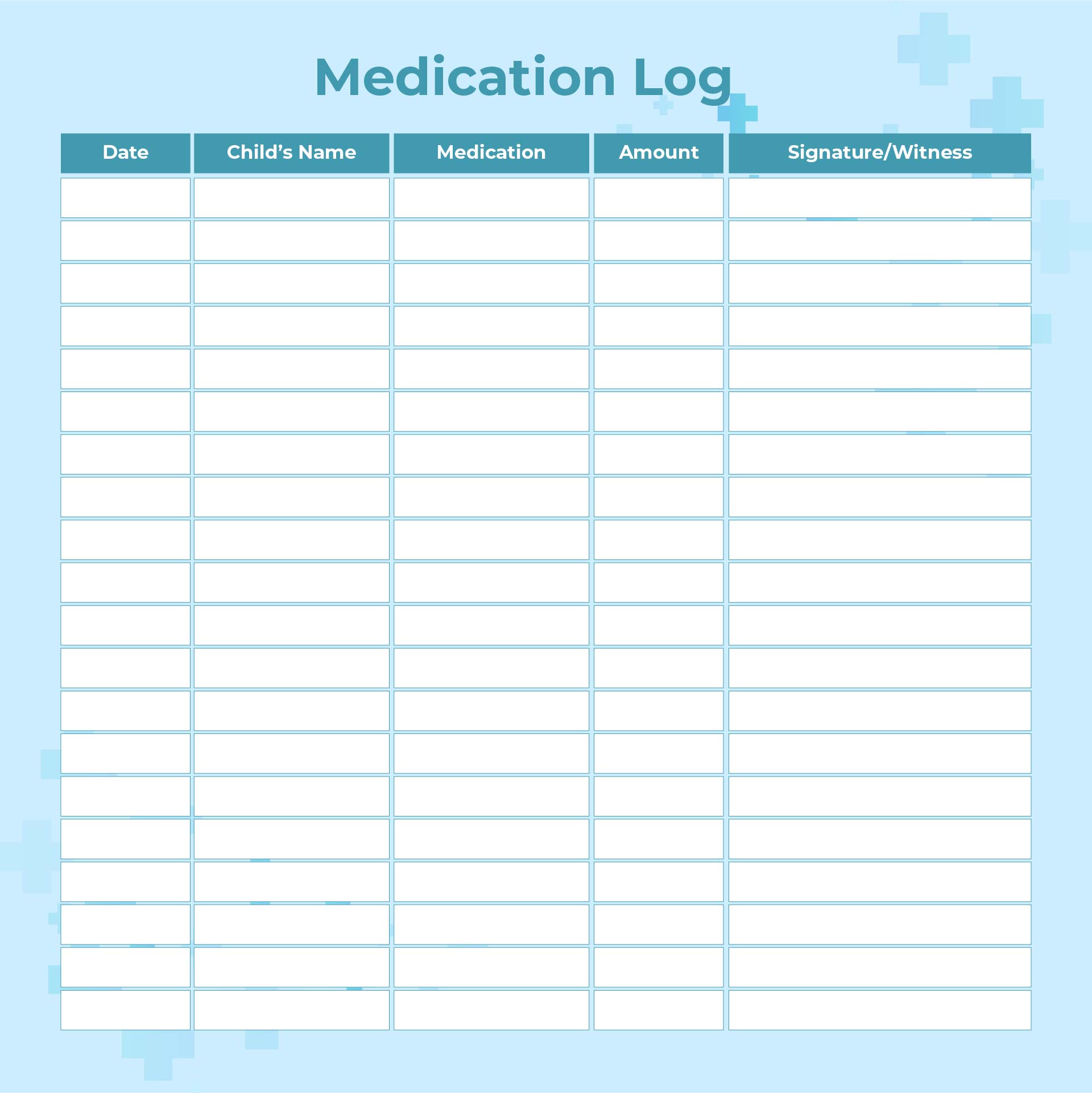 Medication Log Sheet Template