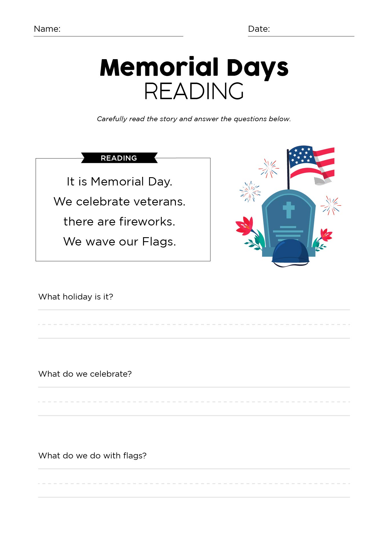 Memorial Day Printables Activity Sheets