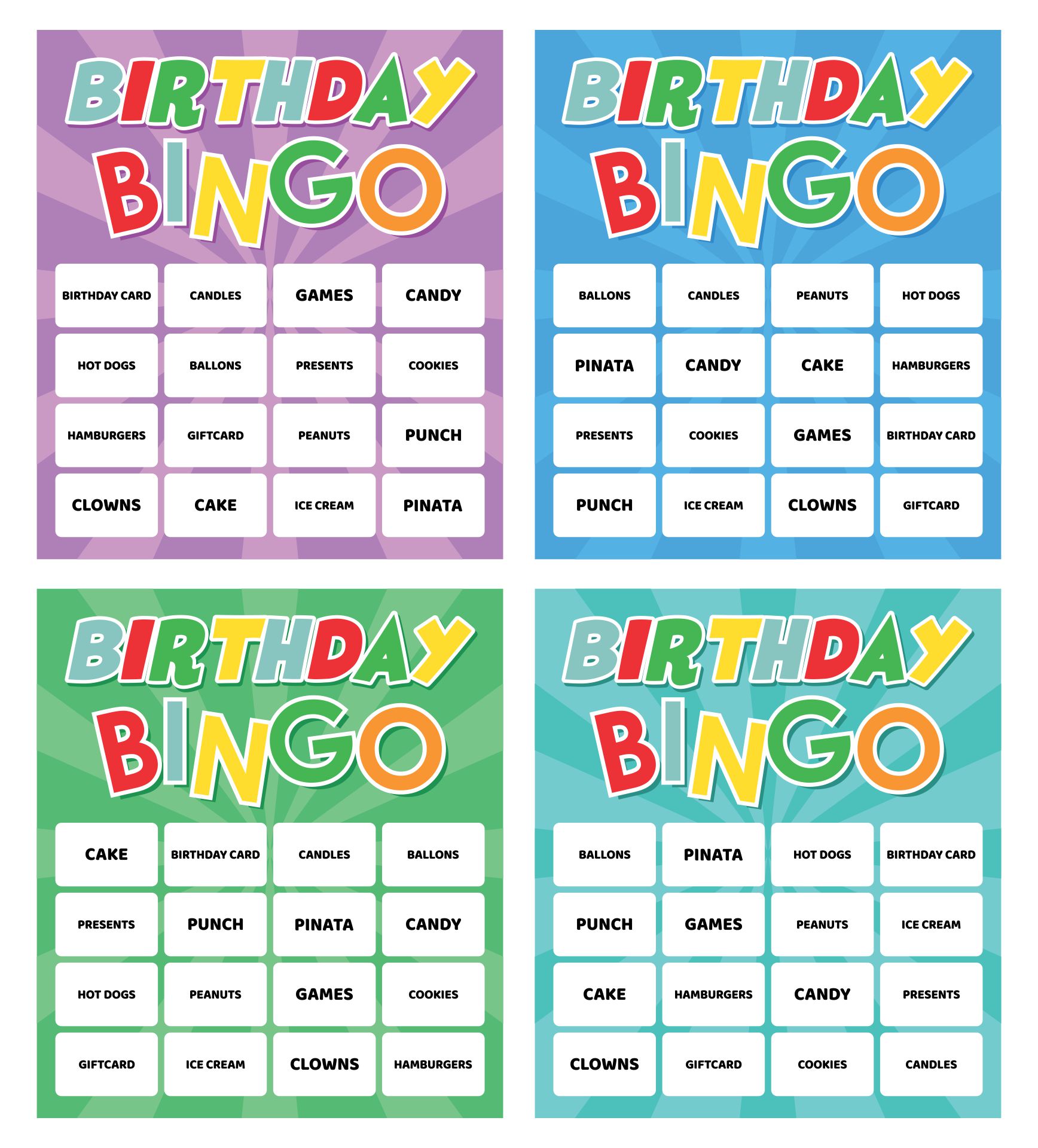 Printable Adult Birthday Party Games