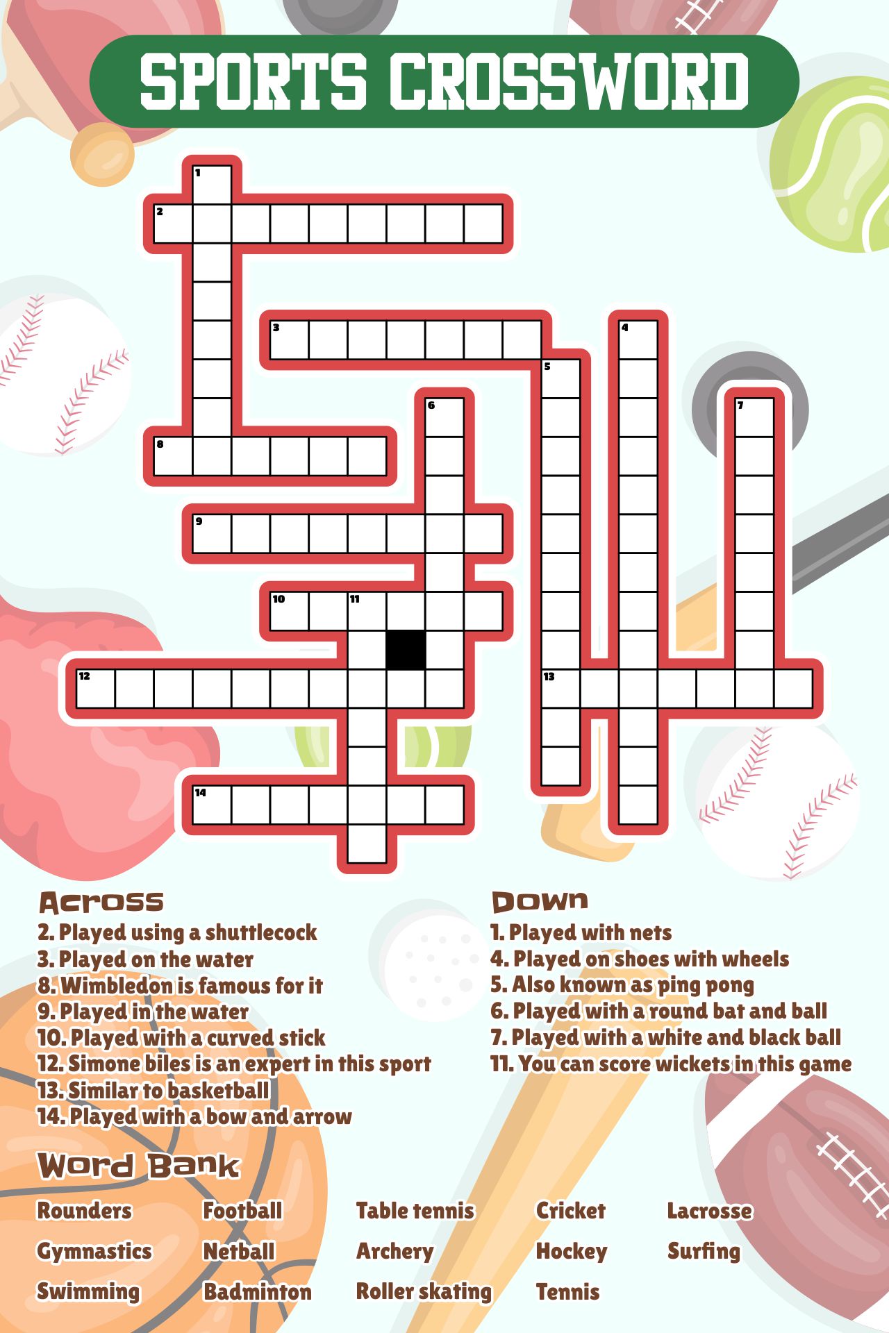 Sports Crossword Puzzles