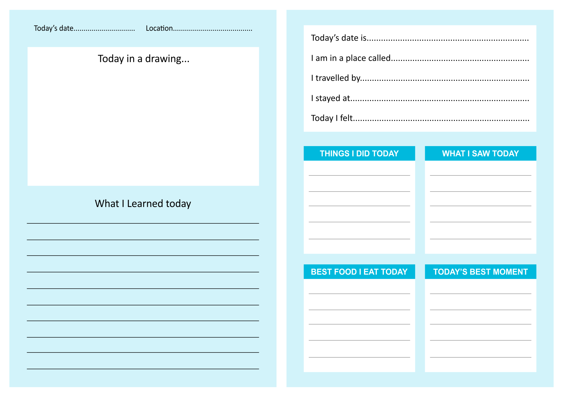 travel diary template ato