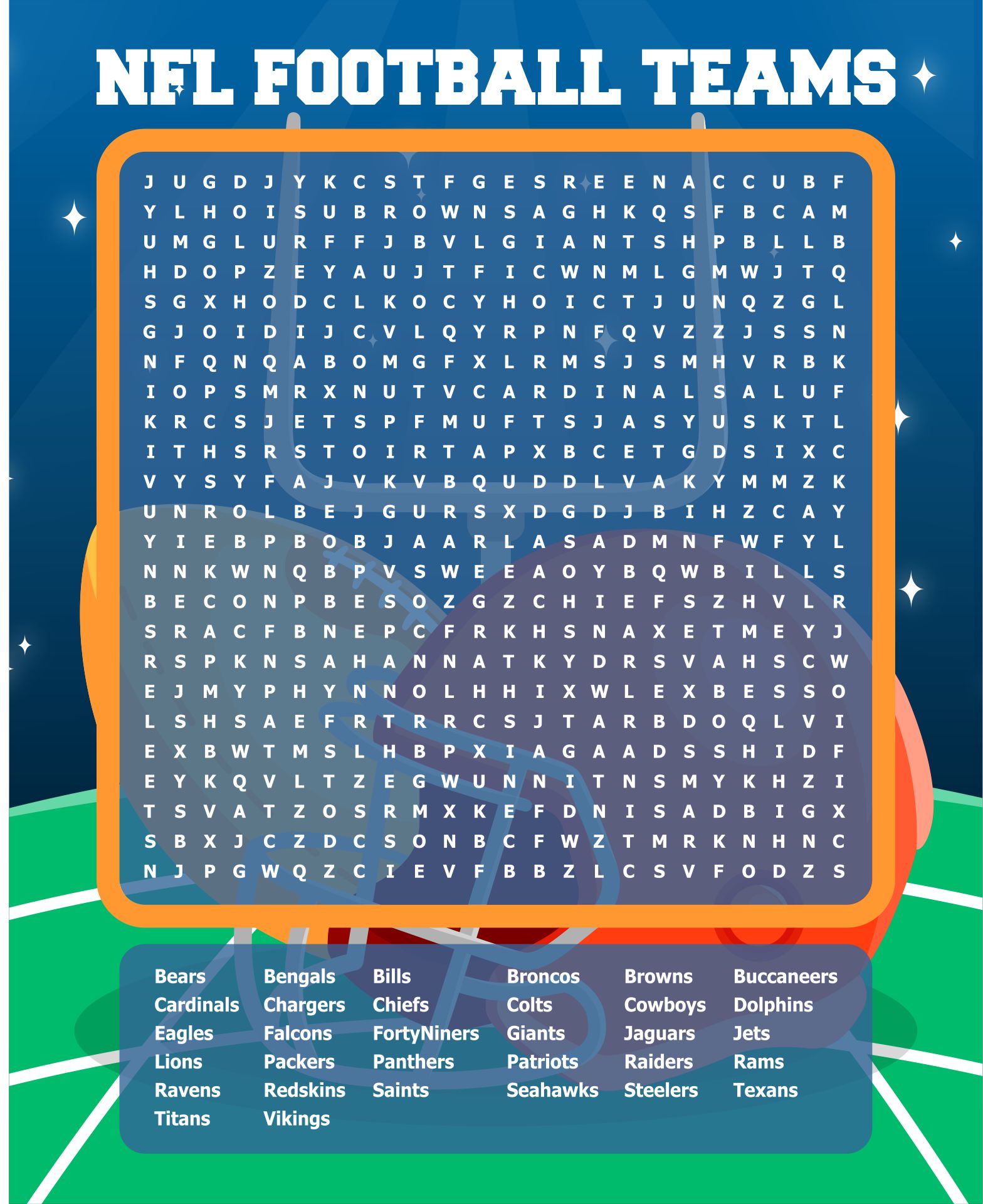 Football Word Search Printable