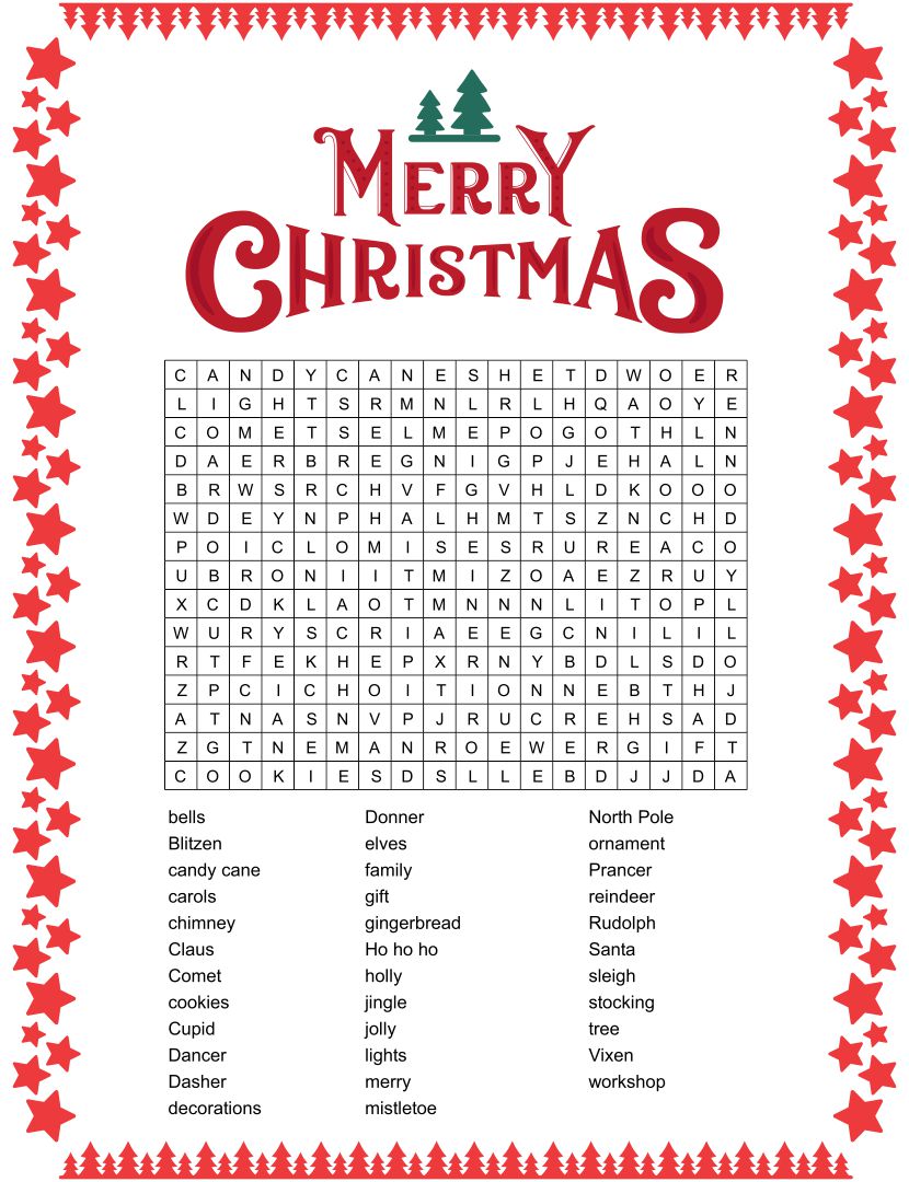 Printable Christmas Puzzles Worksheets