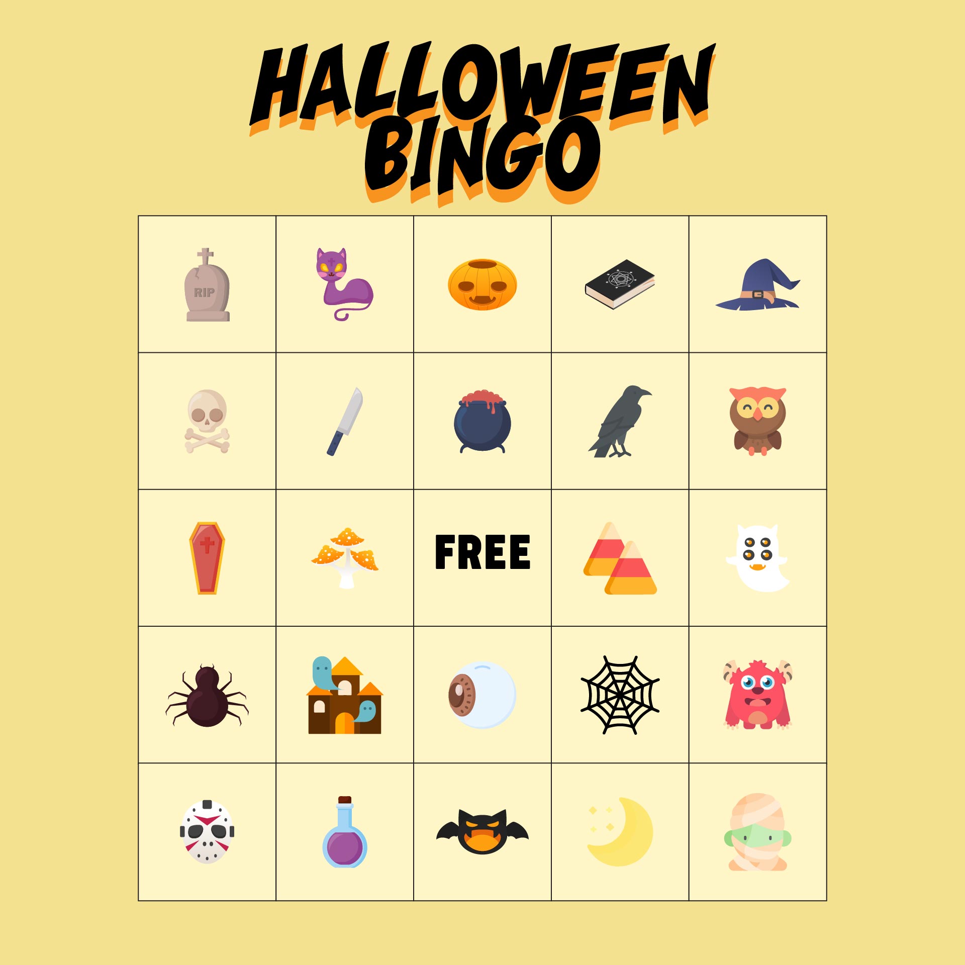 Preschool Printable Halloween Bingo Cards