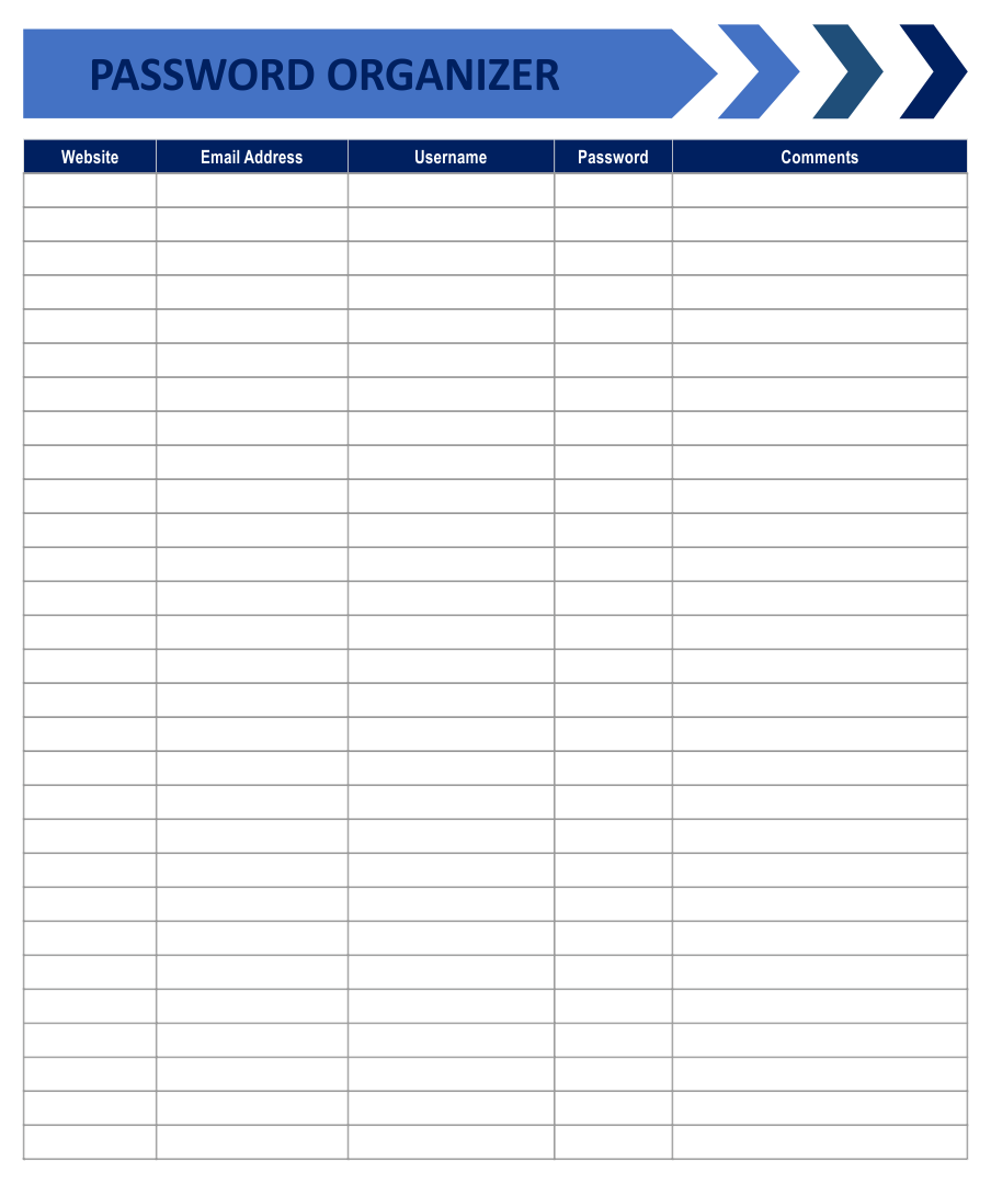 9 Best Free Printable Password Organizer Worksheets Printablee Com