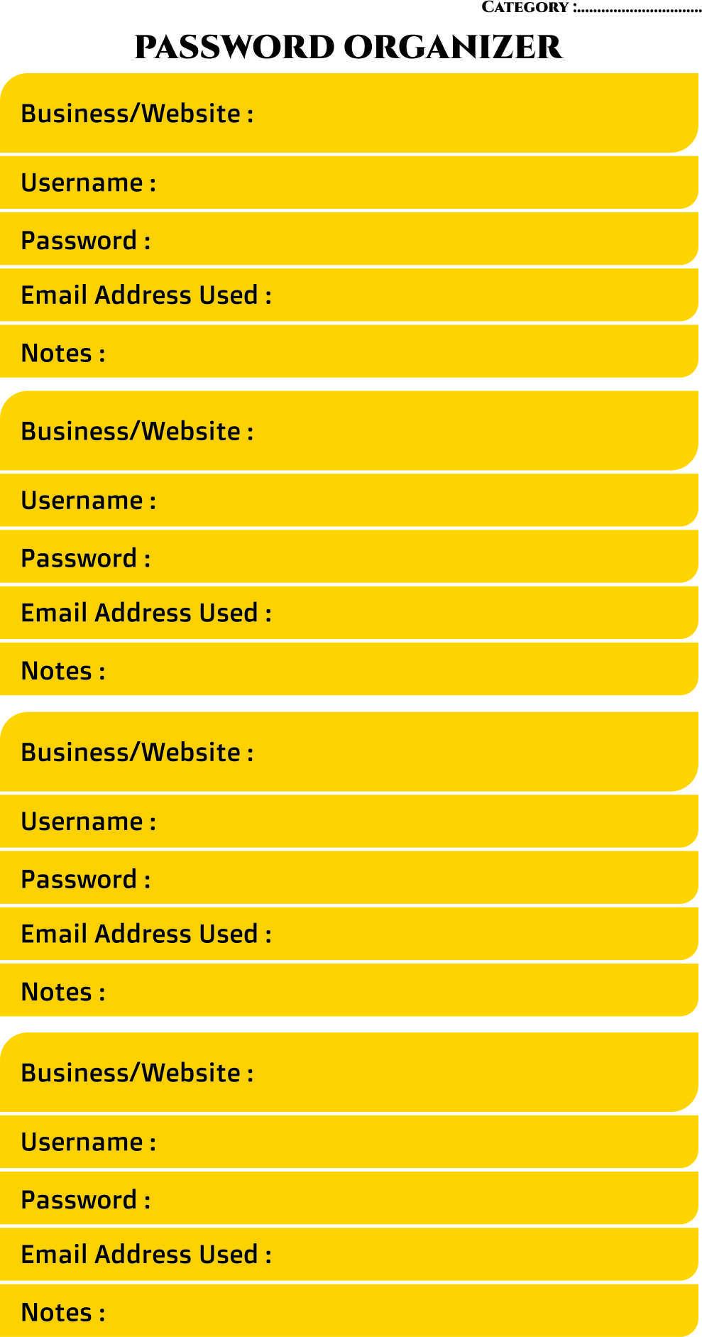 9 Best Free Printable Password Organizer Worksheets - printablee.com