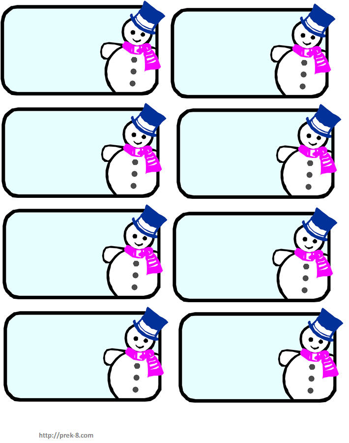 Printable Snowman Name Tags