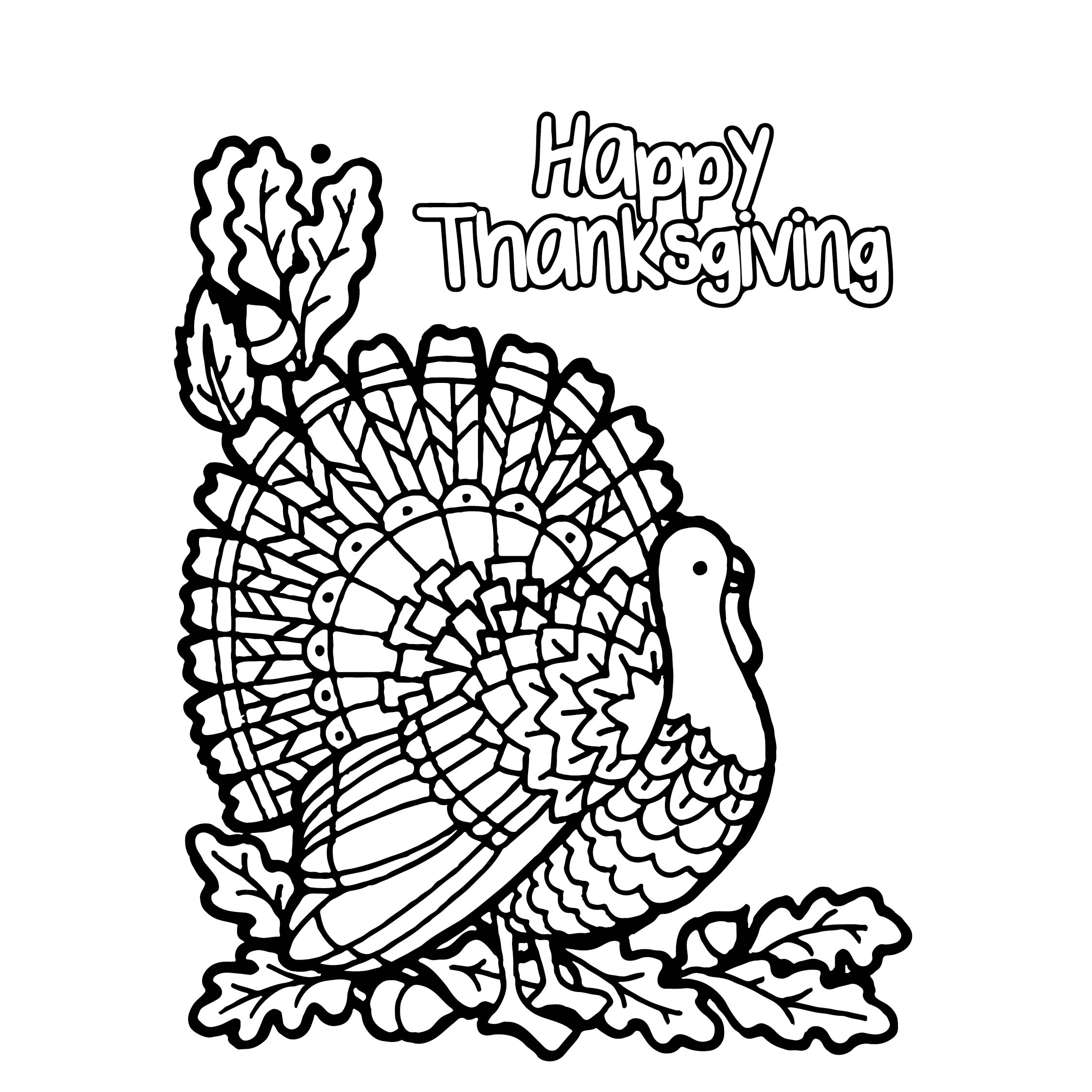 Happy Thanksgiving Turkey Coloring Page Printables