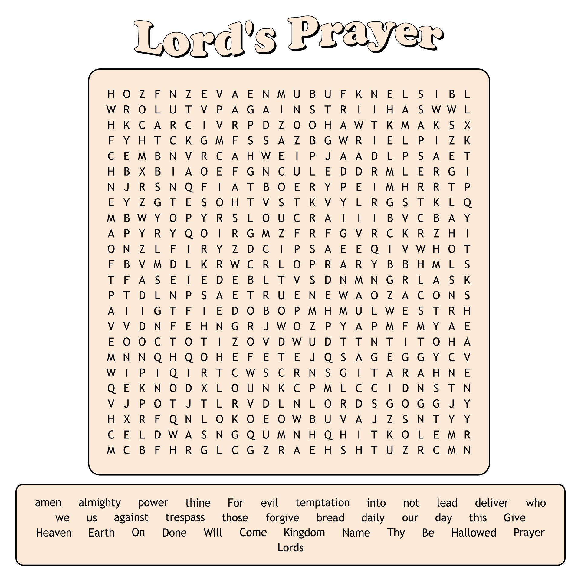 Lord S Prayer Activities Sheets
