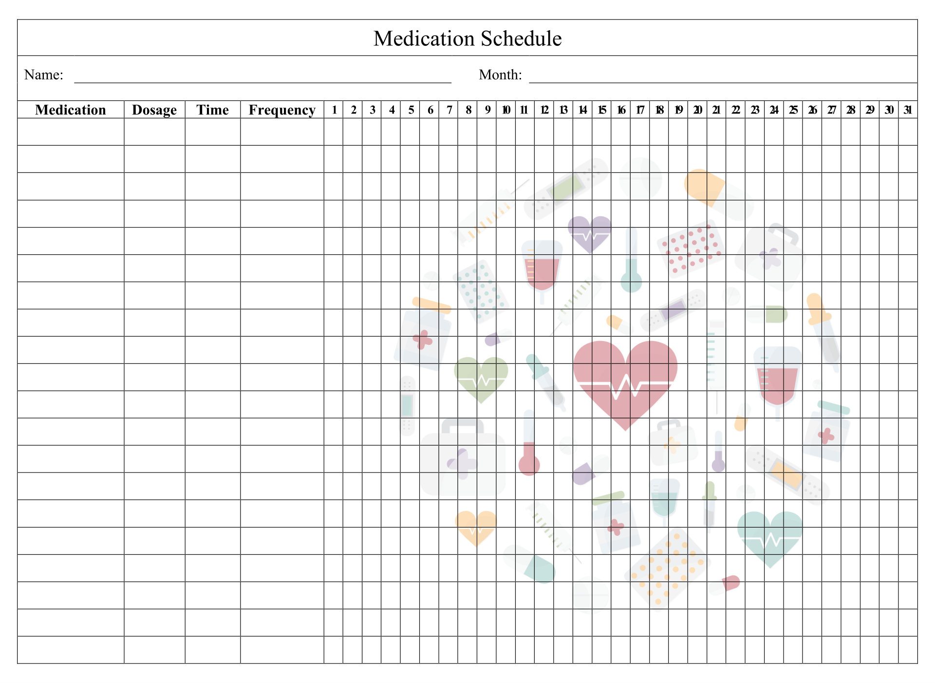 Medicine Log Template from www.printablee.com