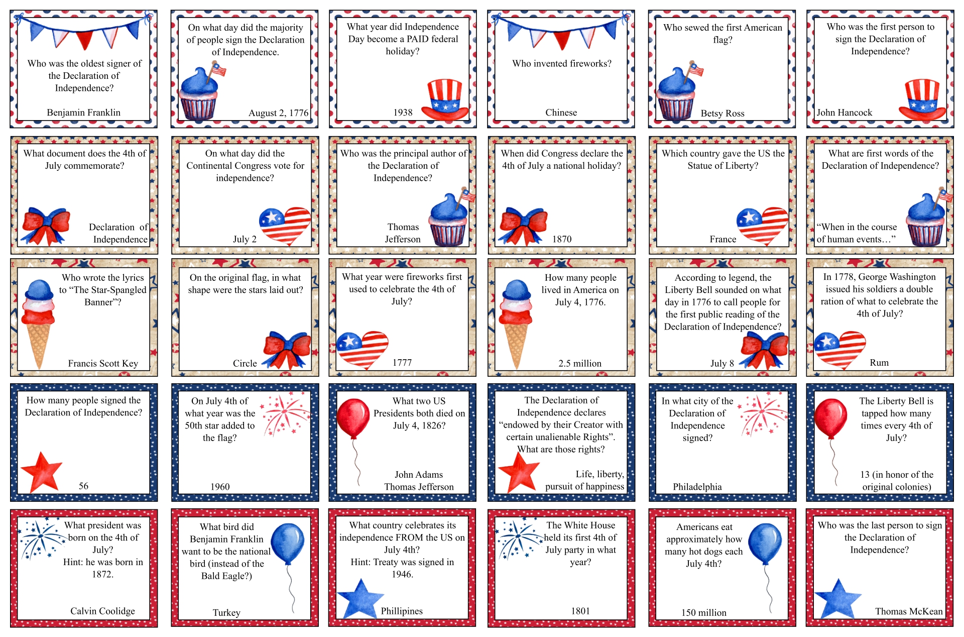 Fourth Of July Trivia 10 Free PDF Printables Printablee Fourth Of July Trivia 10 Free PDF Printables Printablee