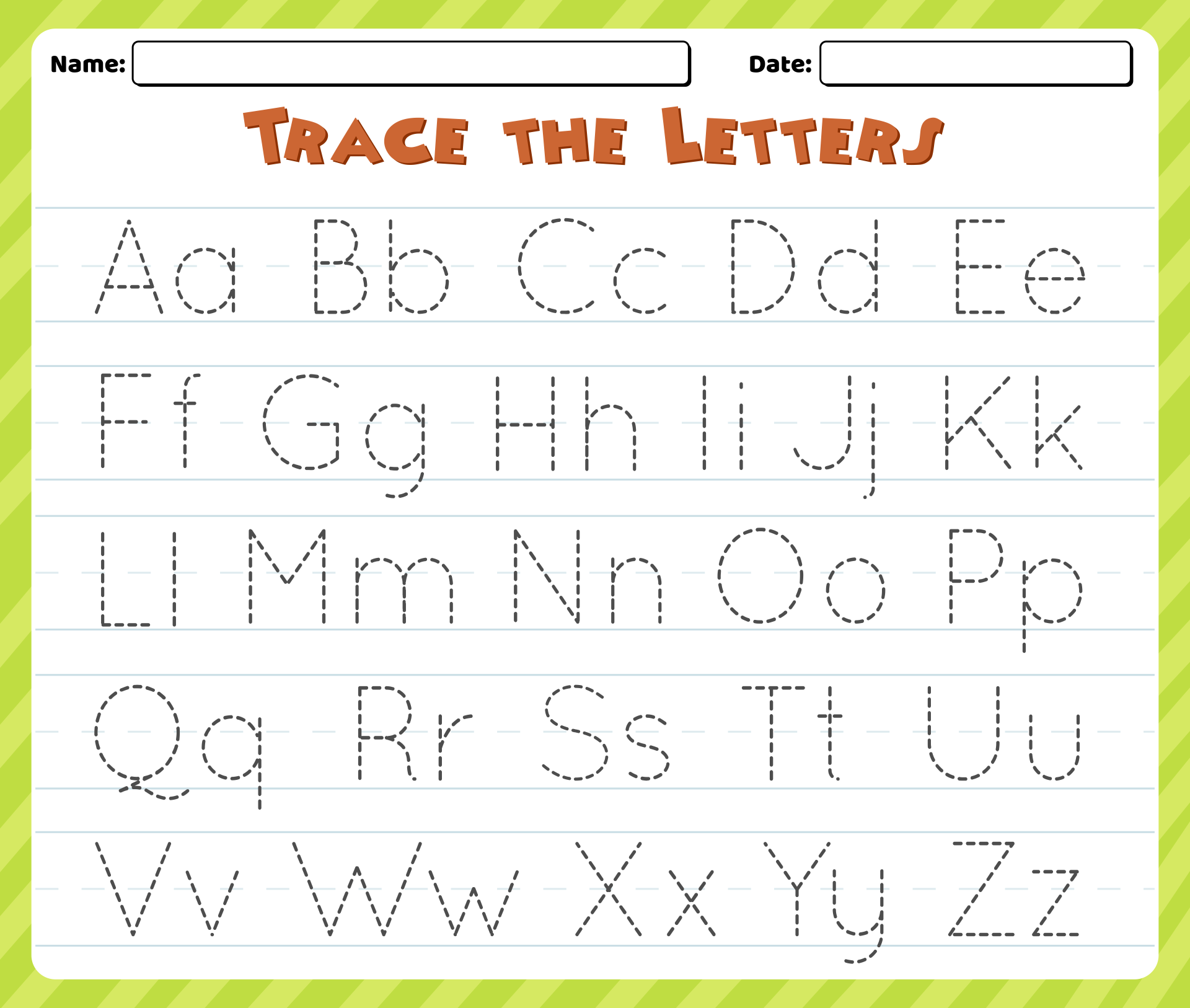 Tracing Letters Printable Sheets