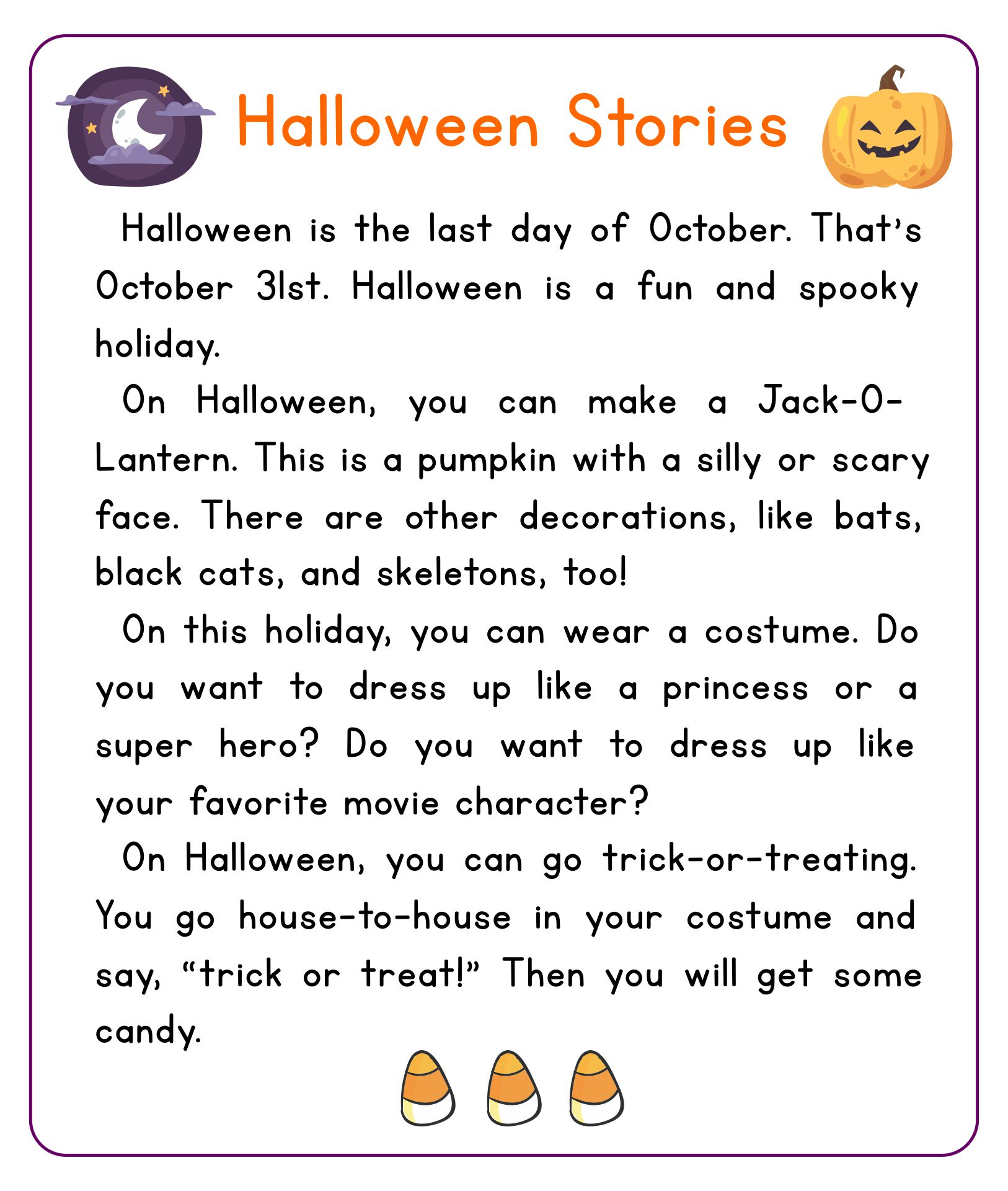 7 Best Images of Printable Halloween Worksheets And Stories - Printable ...