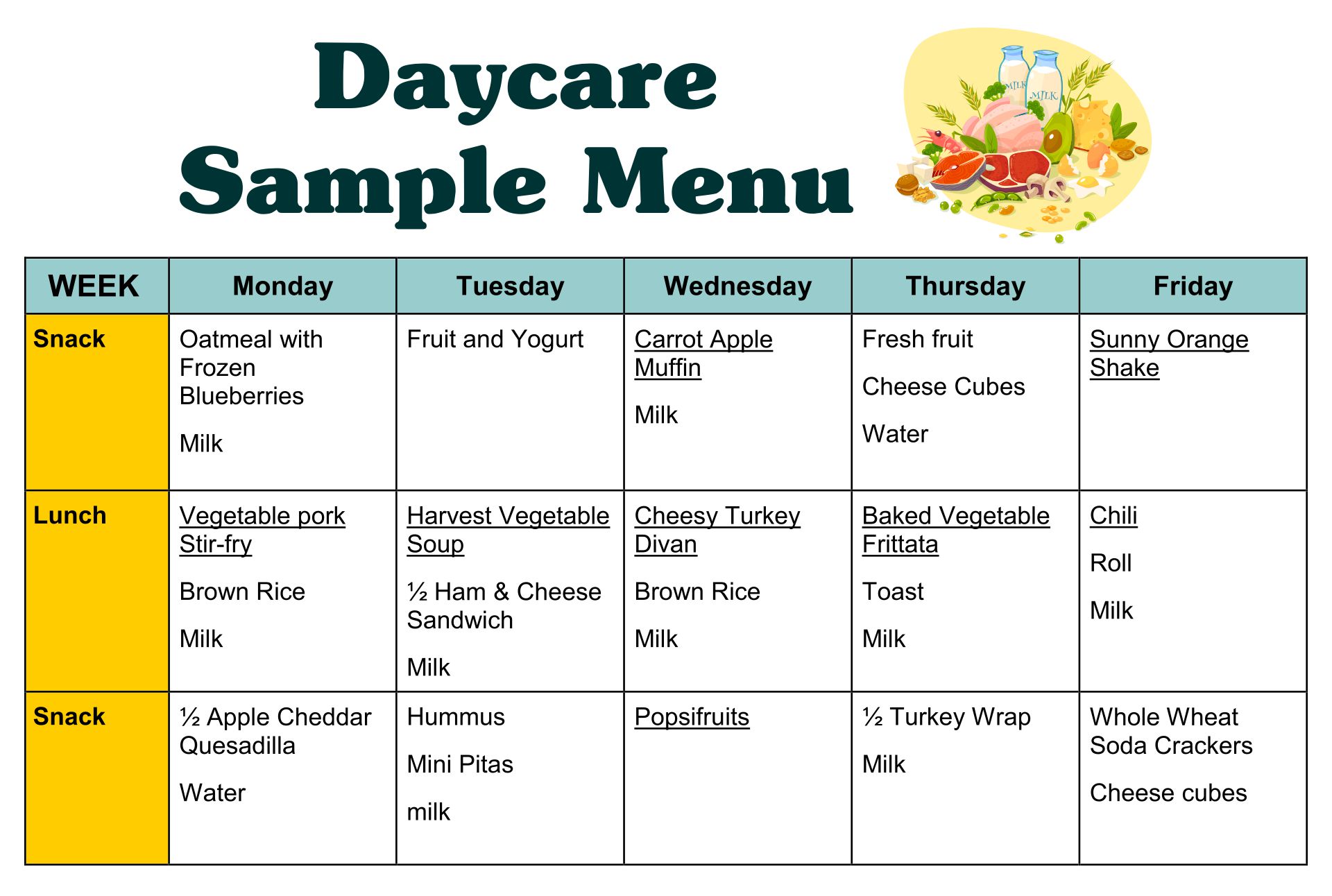 10 Best Sample Daycare Menus Printable Pdf For Free A - vrogue.co