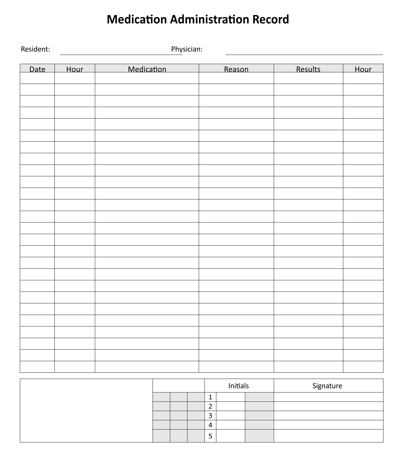 Free Printable Monthly Medication Chart