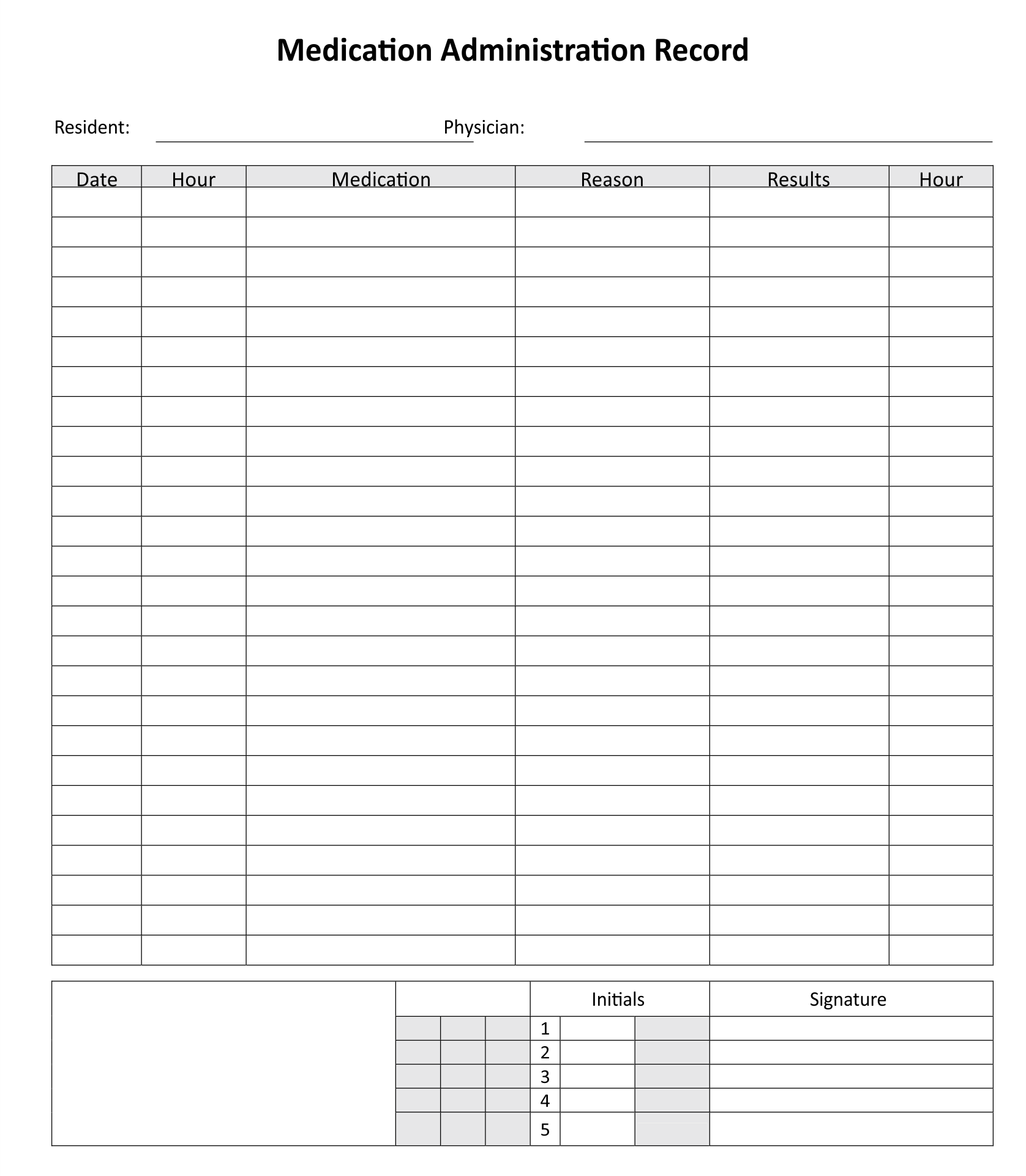 Printable Monthly Medication Log Sheet