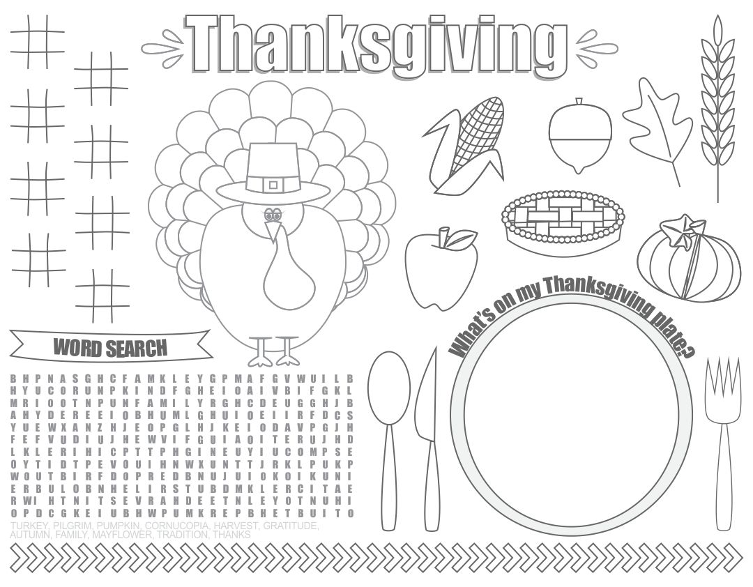 Printable Thanksgiving Coloring Placemats for Toddlers