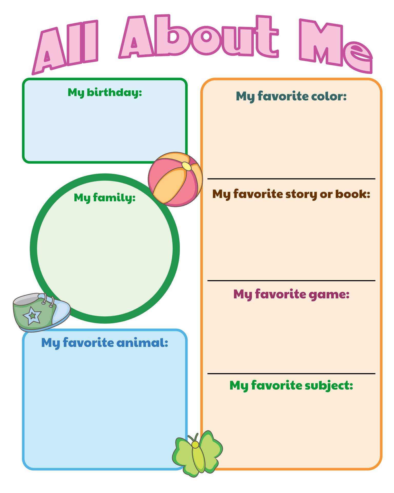 Printable All About Me Template