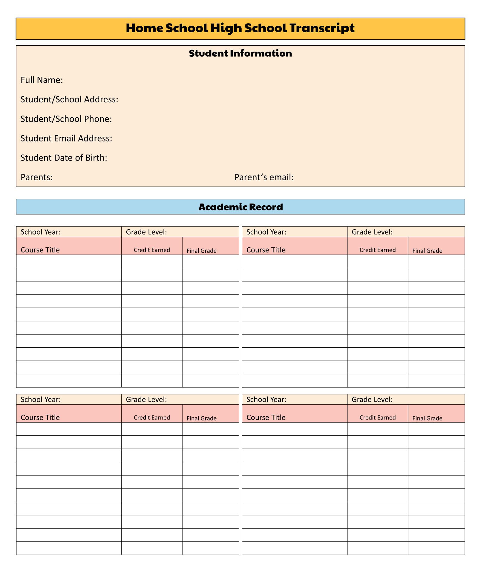  Printable All About Me Form for High School