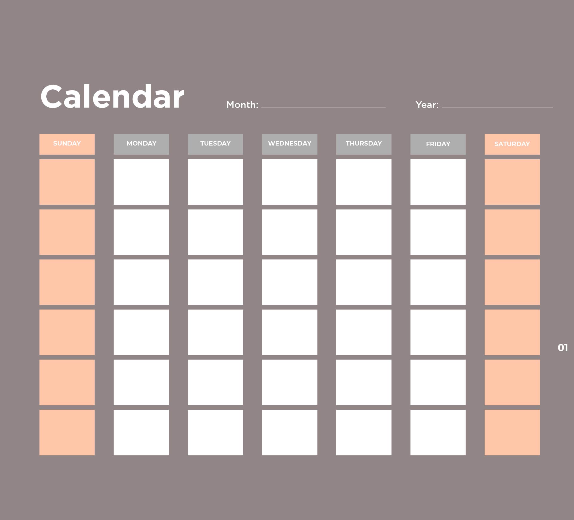Blank Monthly Calendar Pages