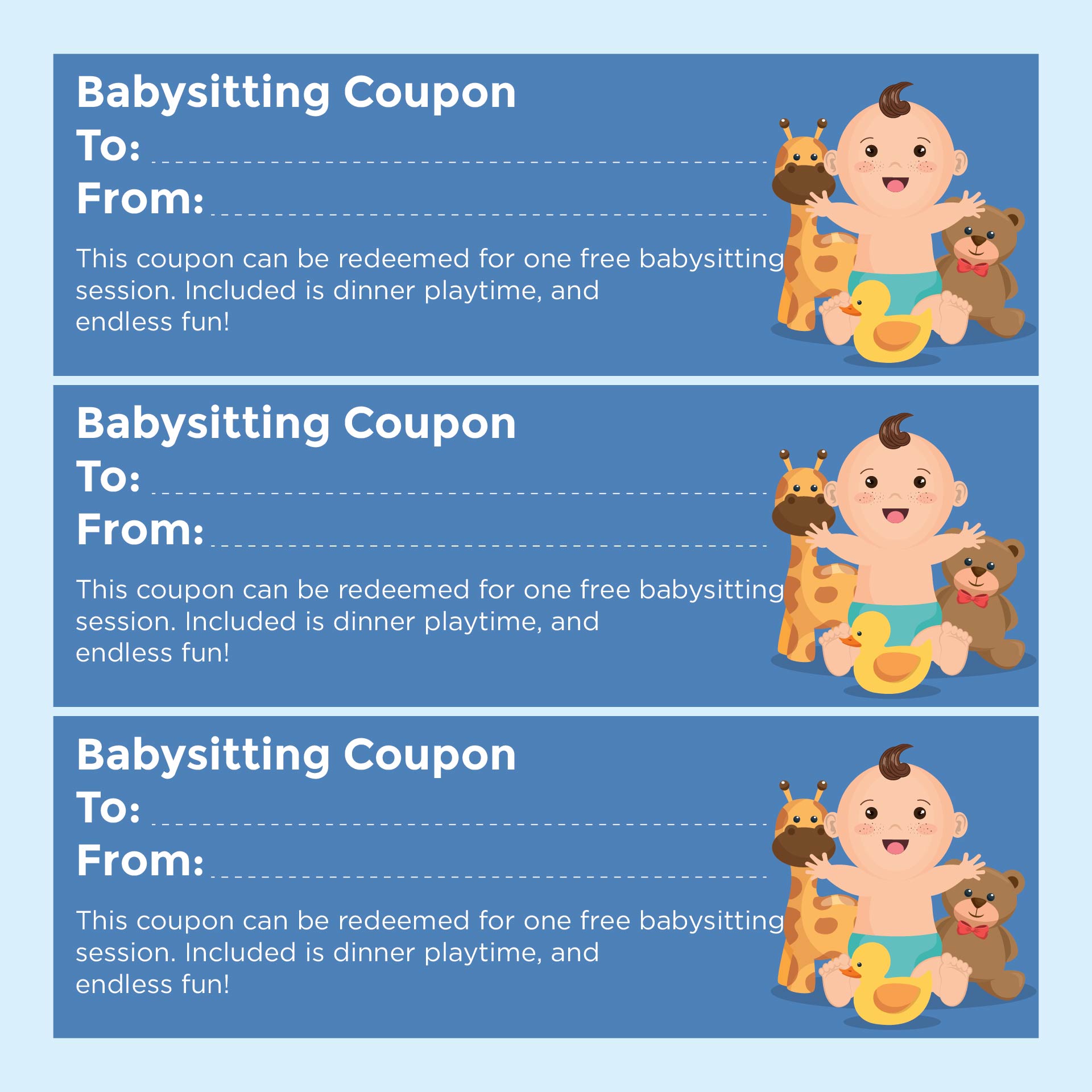 Printable Babysitting Coupons Templates
