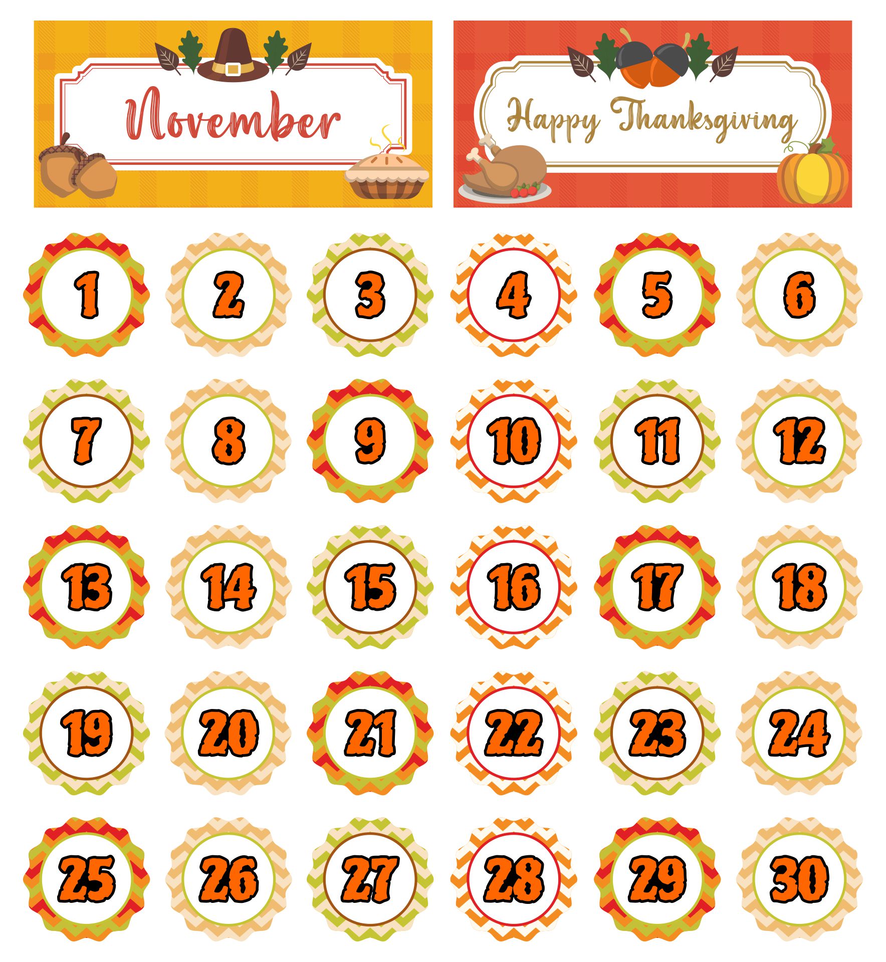 Printable February Calendar Pieces