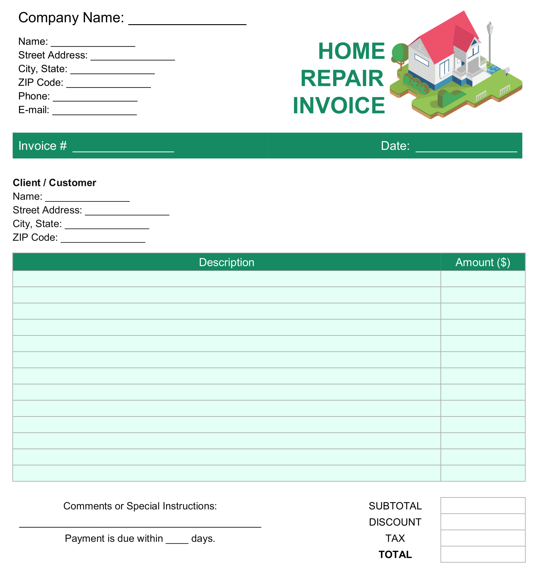 Free Roofing Estimate Template from www.printablee.com