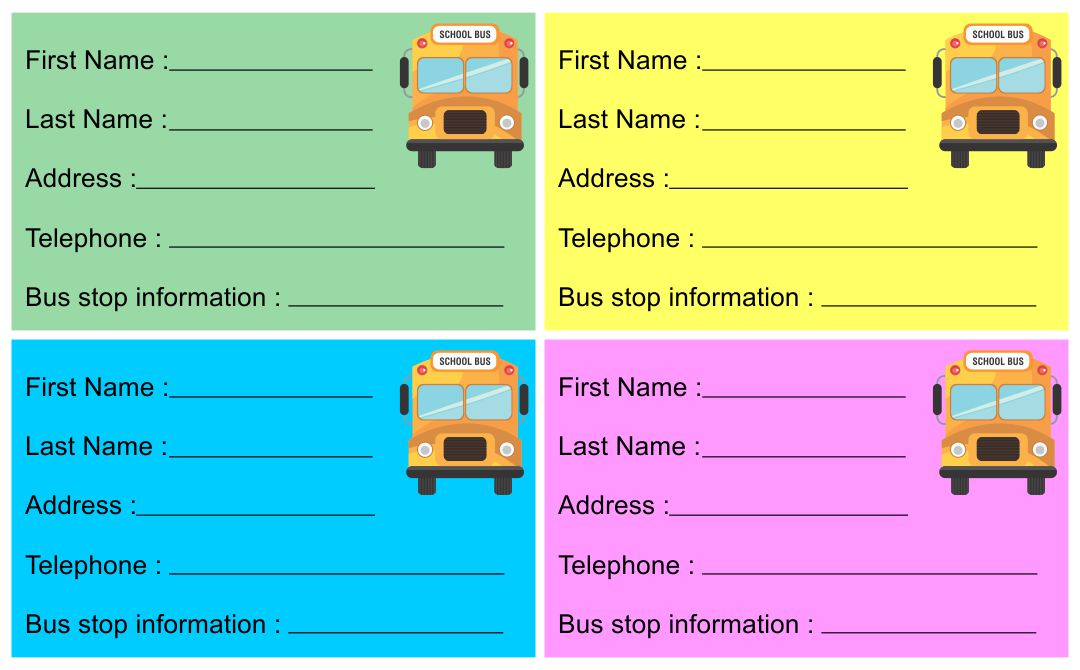 Bus Name Tags Free Printable