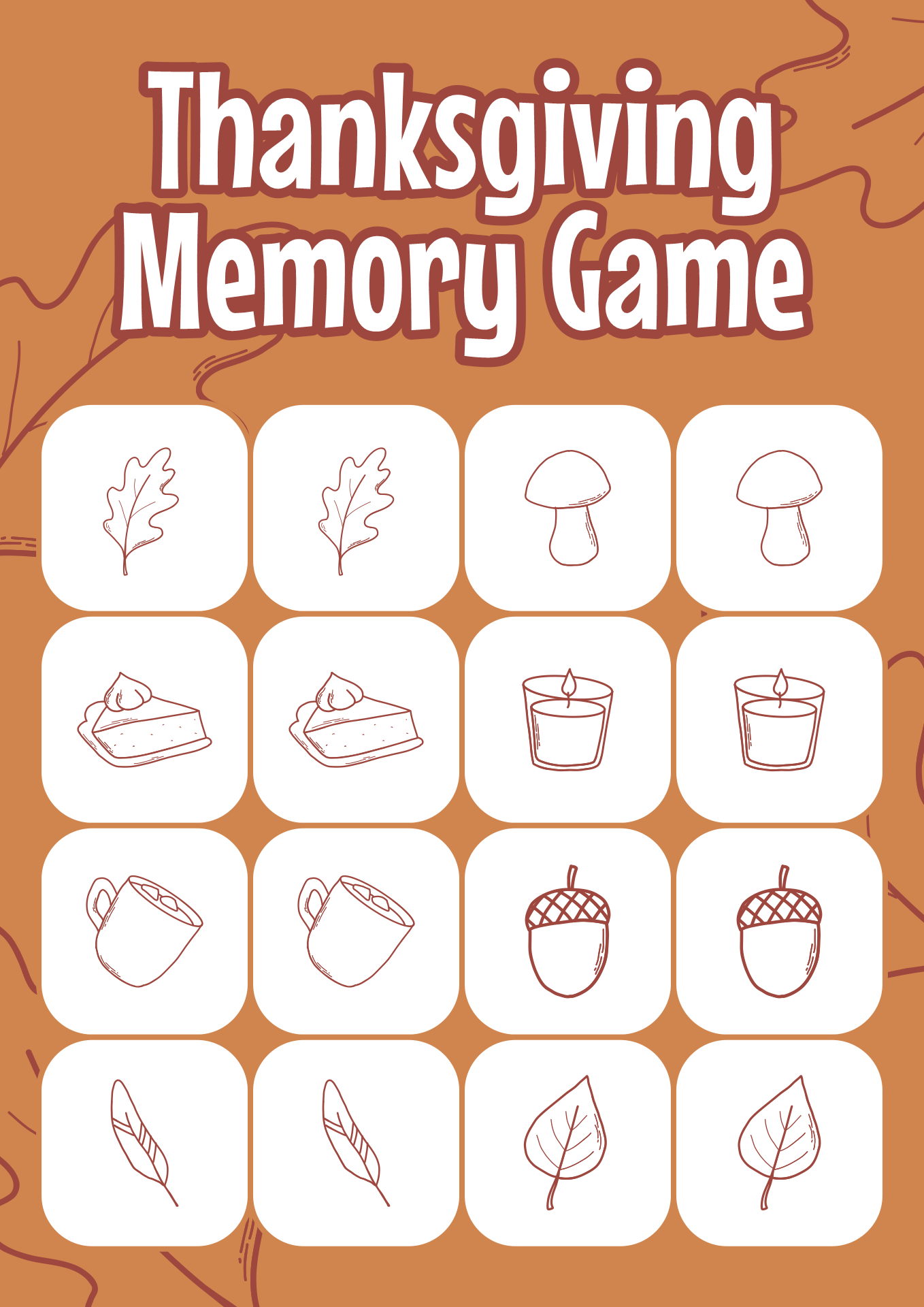 10 Best Printable Thanksgiving Matching Games Printablee