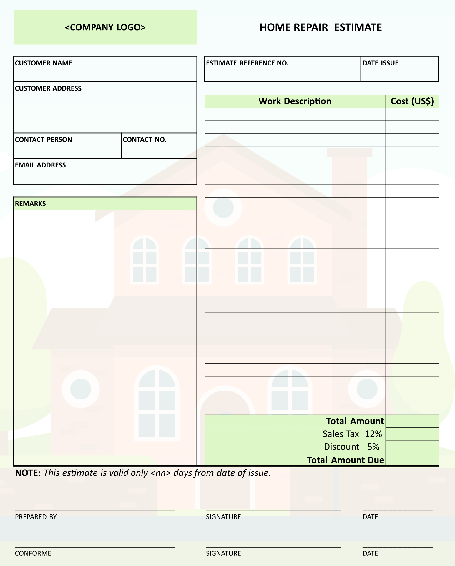 10 Best Roofing Estimate Templates Printable