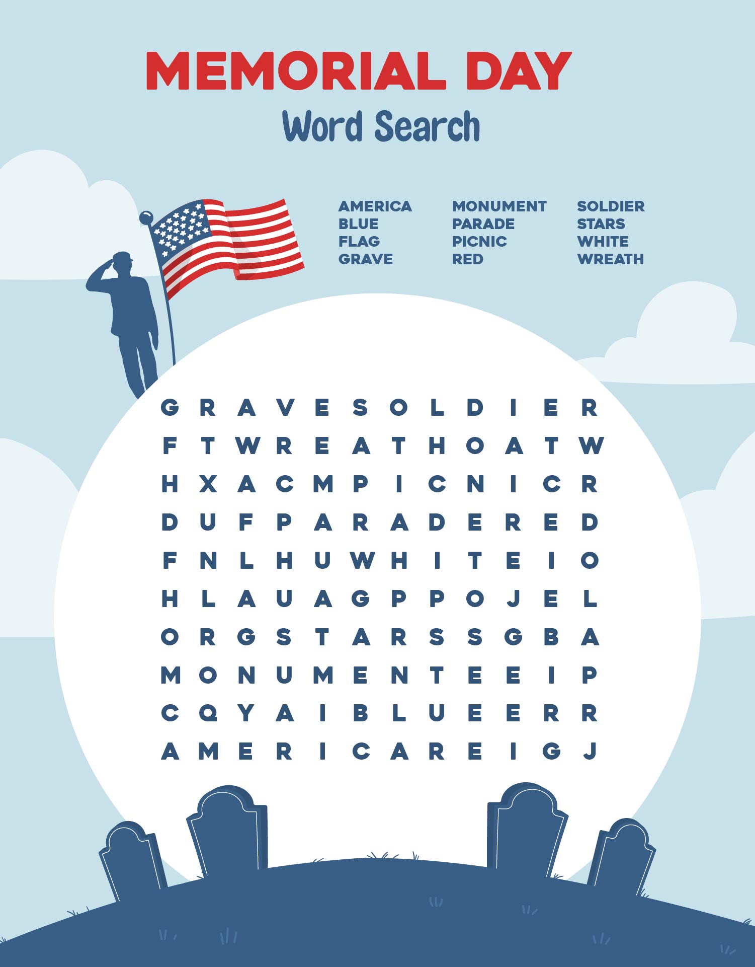 Memorial Day Word Search Puzzles
