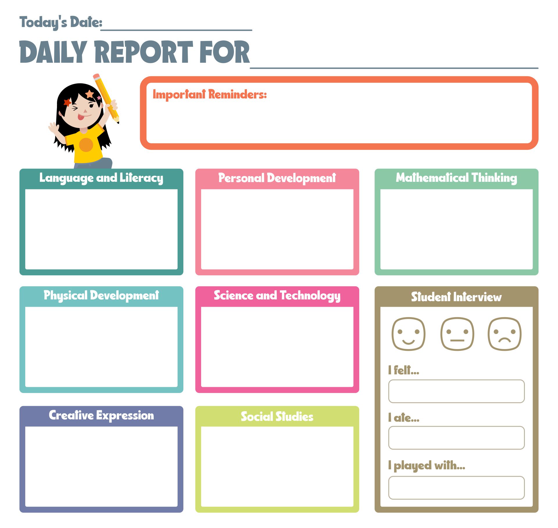 Parent Teacher Communication Daily Forms