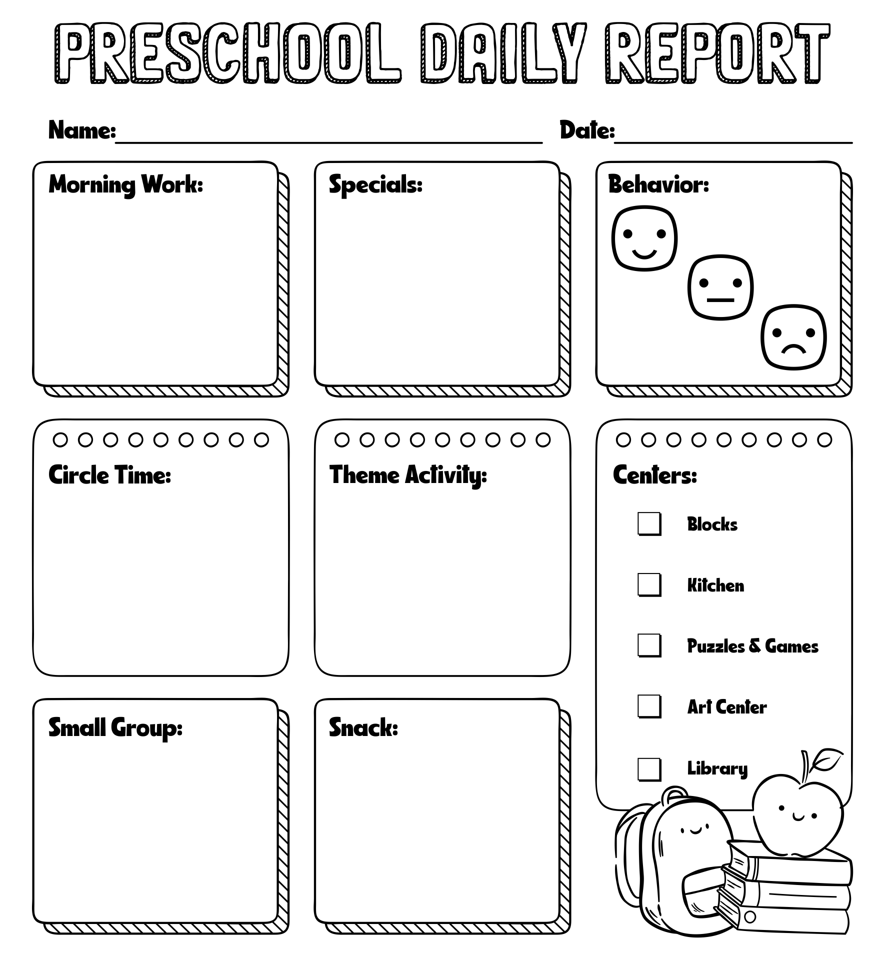 Preschool Daily Report Sheets
