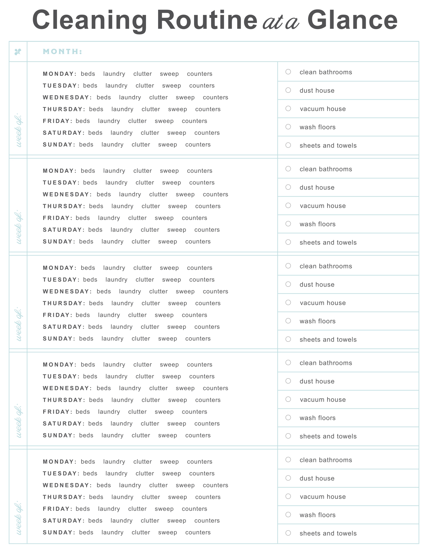 9 Best Printable Household Chore Charts PDF For Free At Printablee