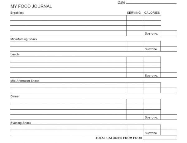 Weight Loss Food Log