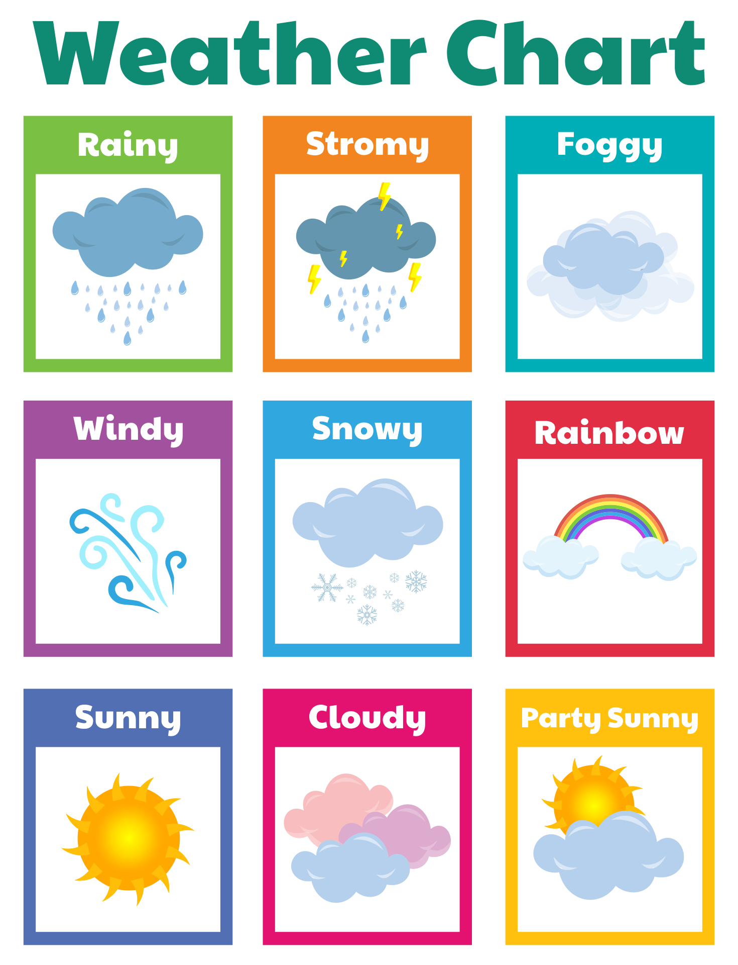 10 Best Printable Weather Chart For Kindergarten