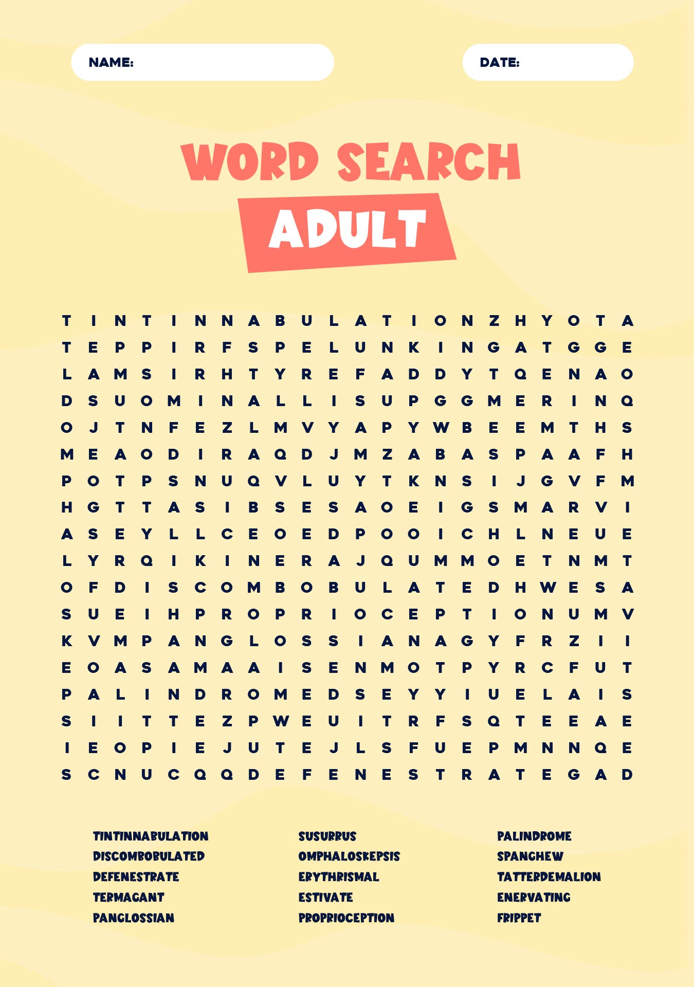 Printable Word Search Puzzles Adults