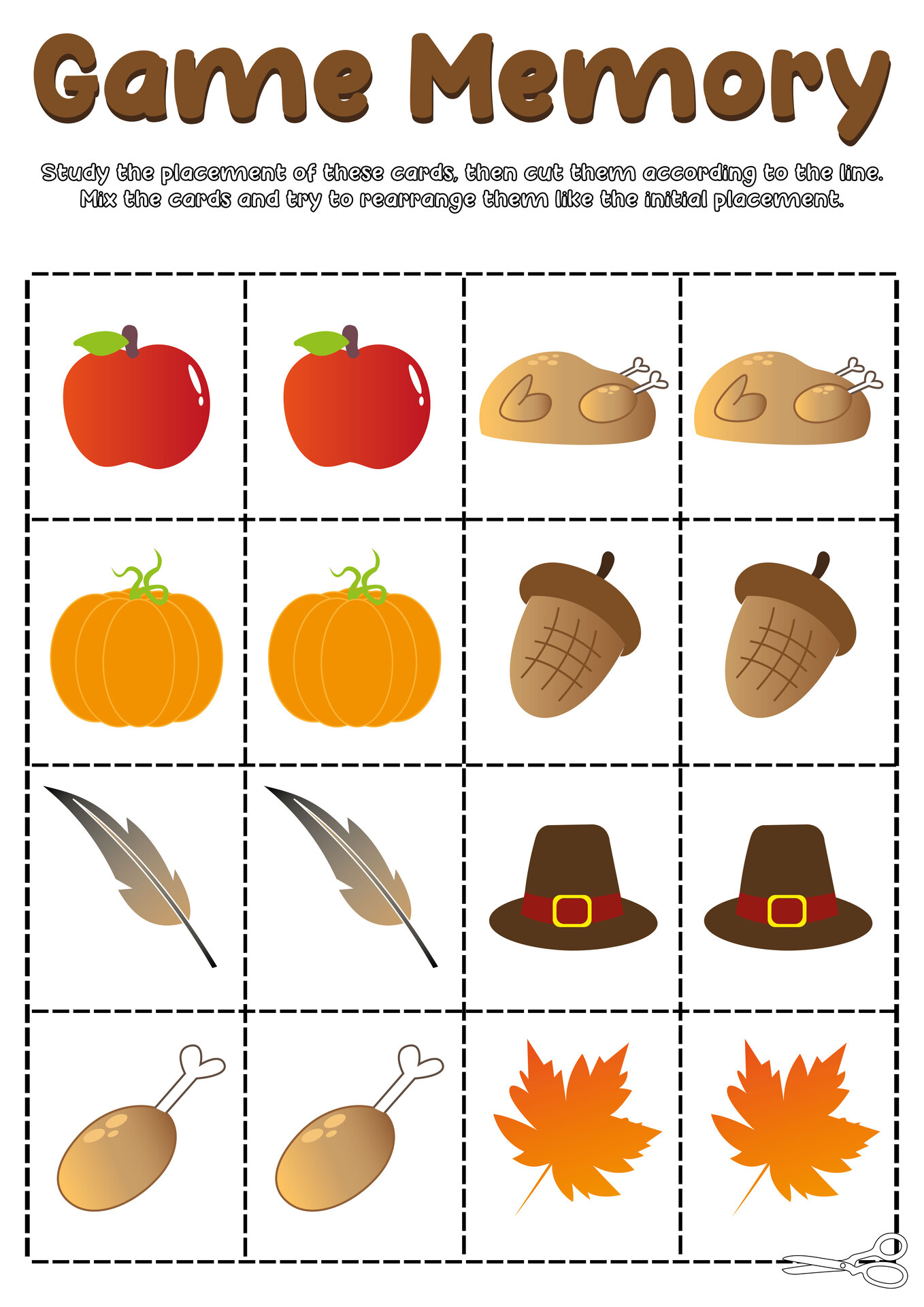 10 Best Printable Thanksgiving Matching Games Printablee