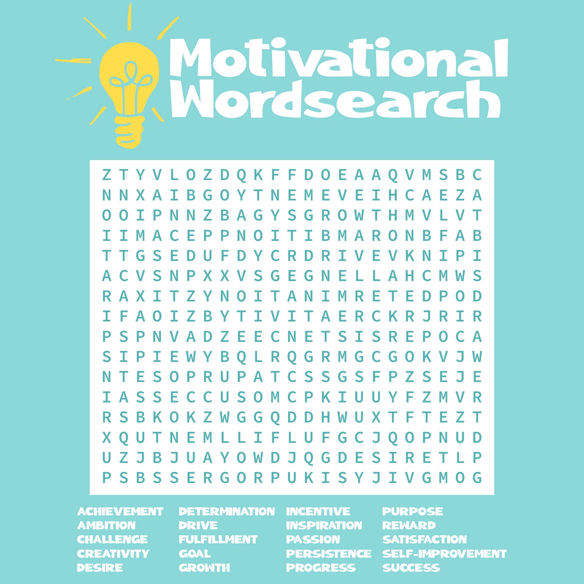 Inspirational Word Search Printable