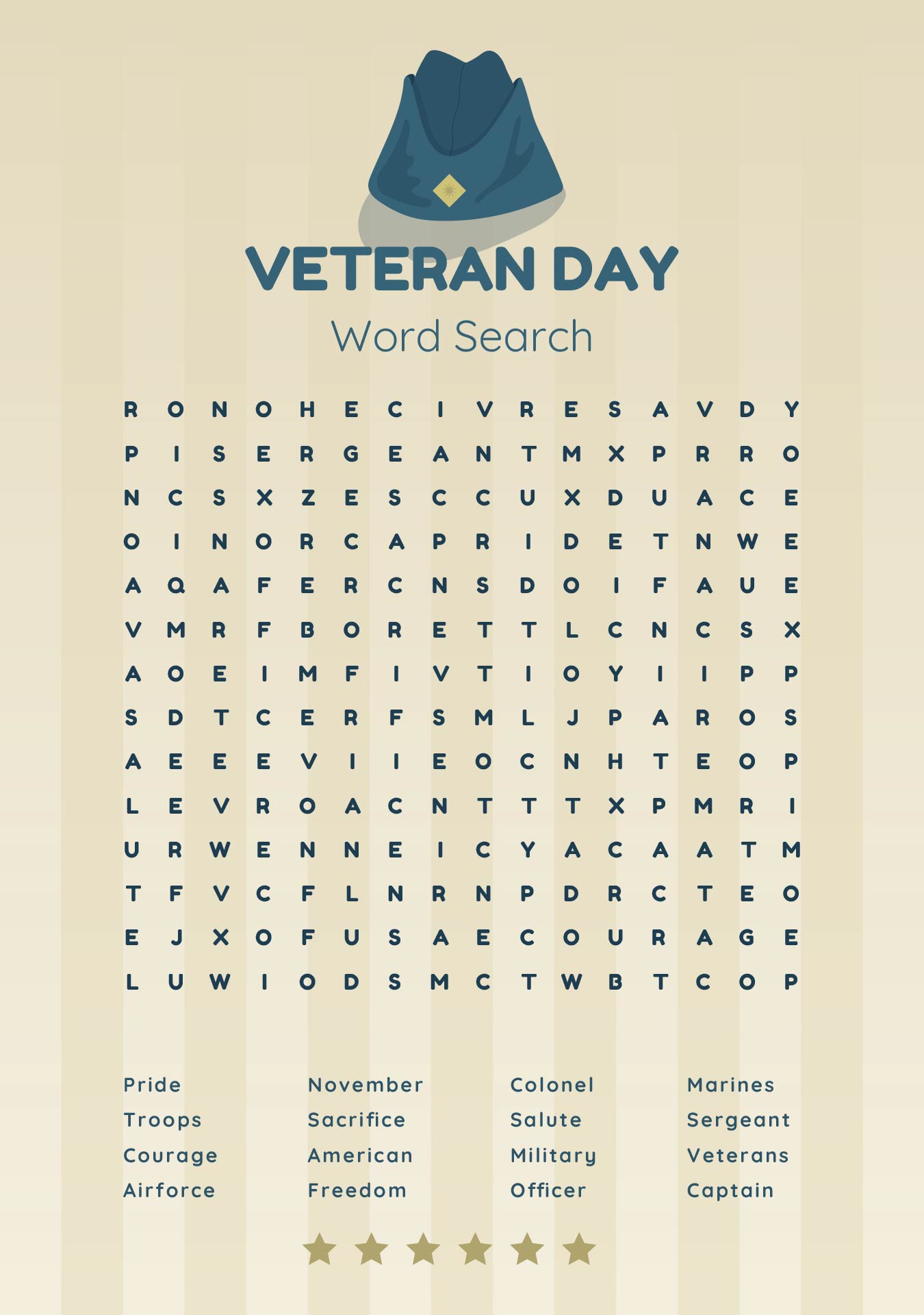 Veterans Day Word Search Puzzles Printable