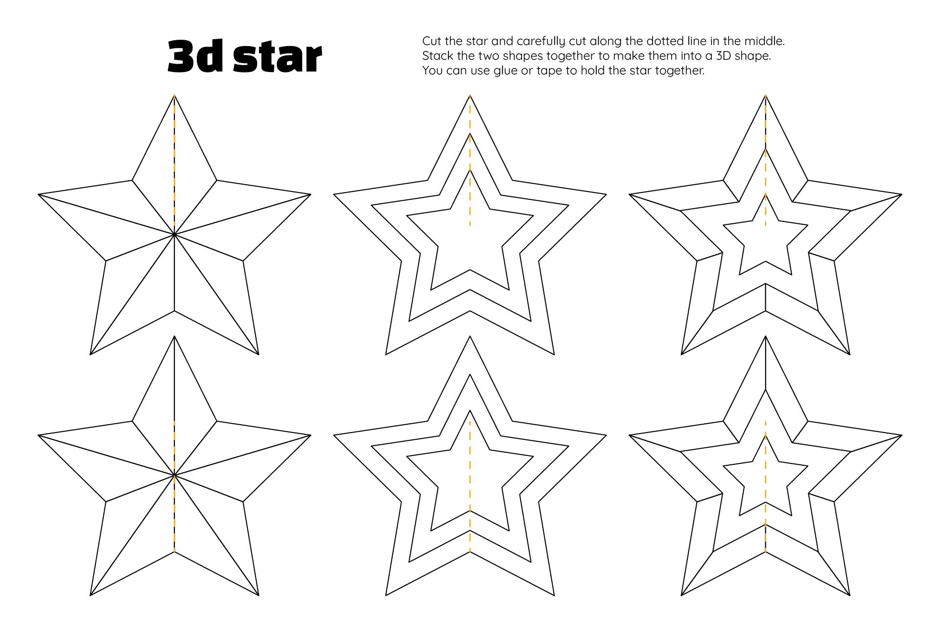 Free Printable 3d Star Template Printable Printable Form Templates