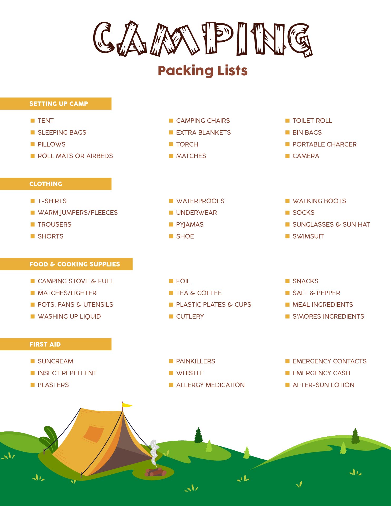  Camping Printables