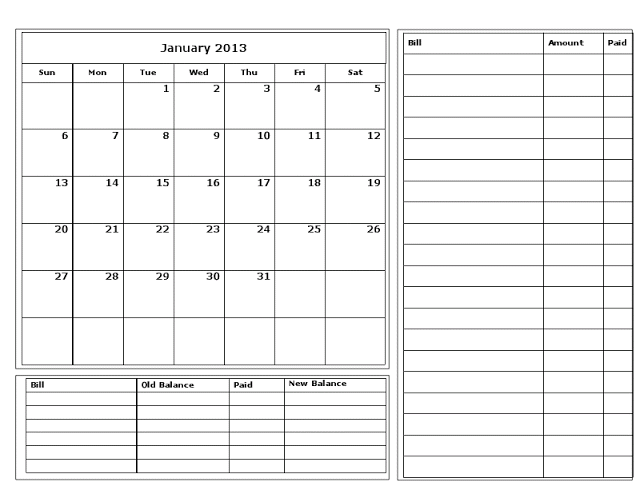 monthly payment calendar Gallery
