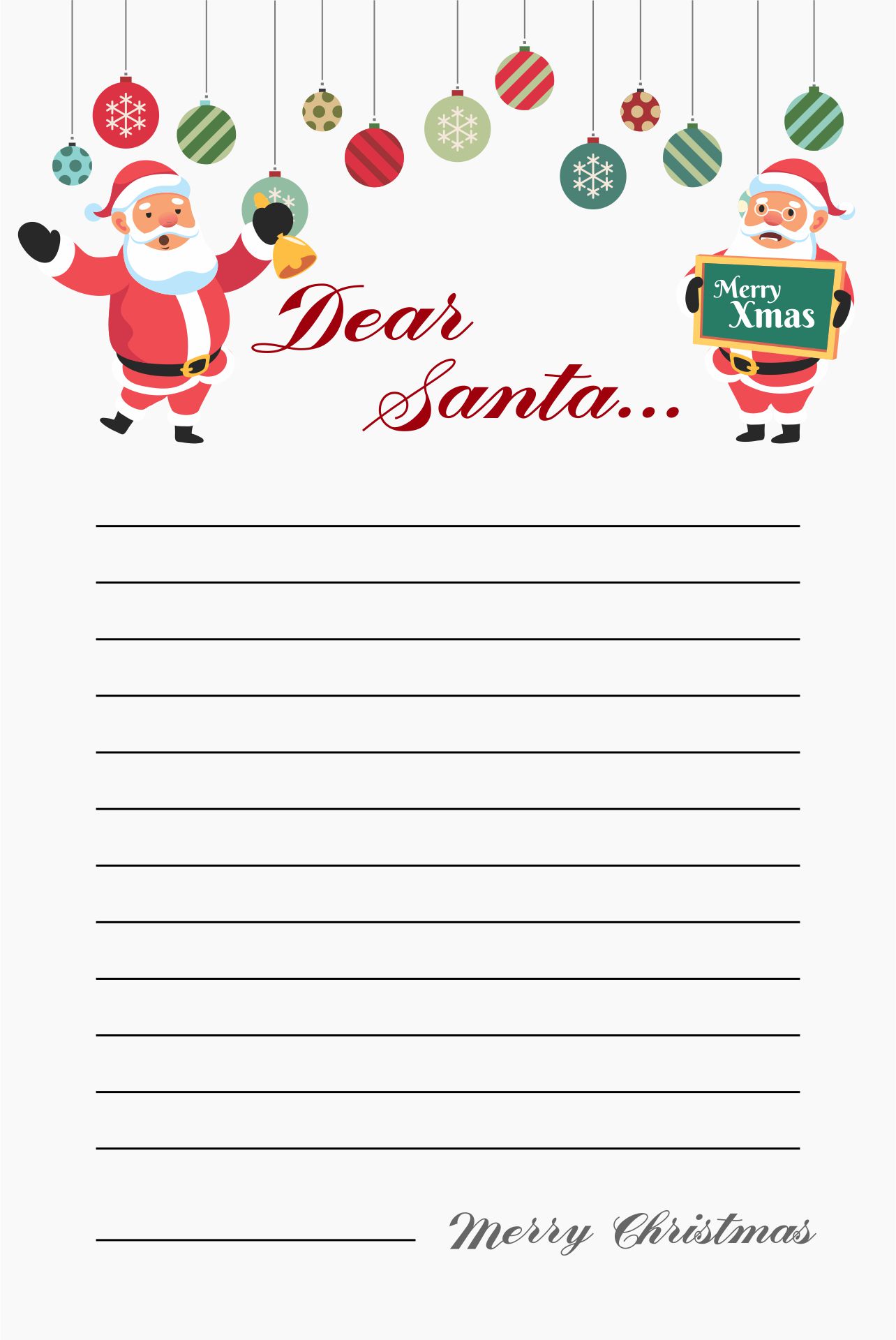 Printable Dear Santa Letter Template