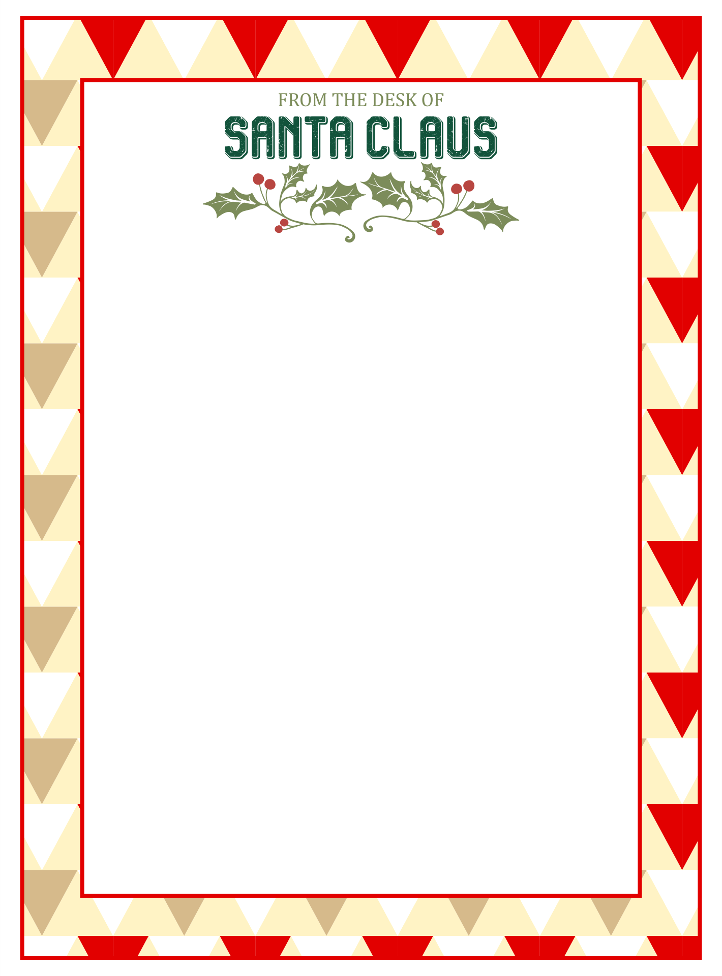 Printable Letter From Santa Template